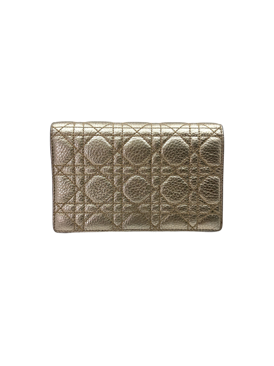 Christian Dior Silver Cannage Leather Wallet On Chain DR720