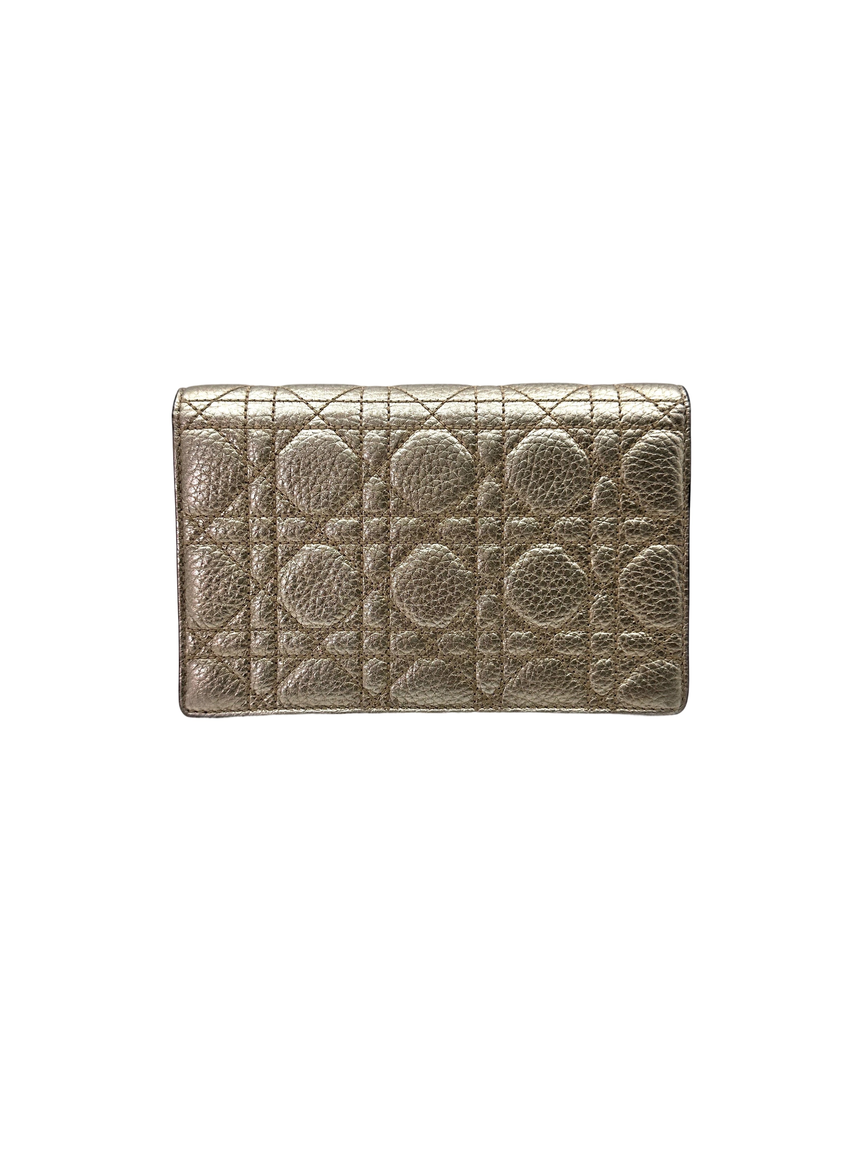 Christian Dior Silver Cannage Leather Wallet On Chain DR720