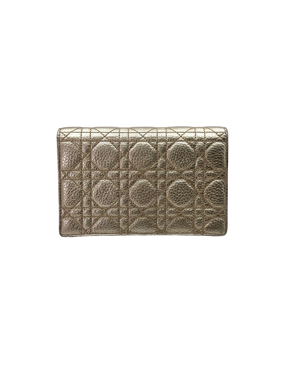 Christian Dior Silver Cannage Leather Wallet On Chain DR720