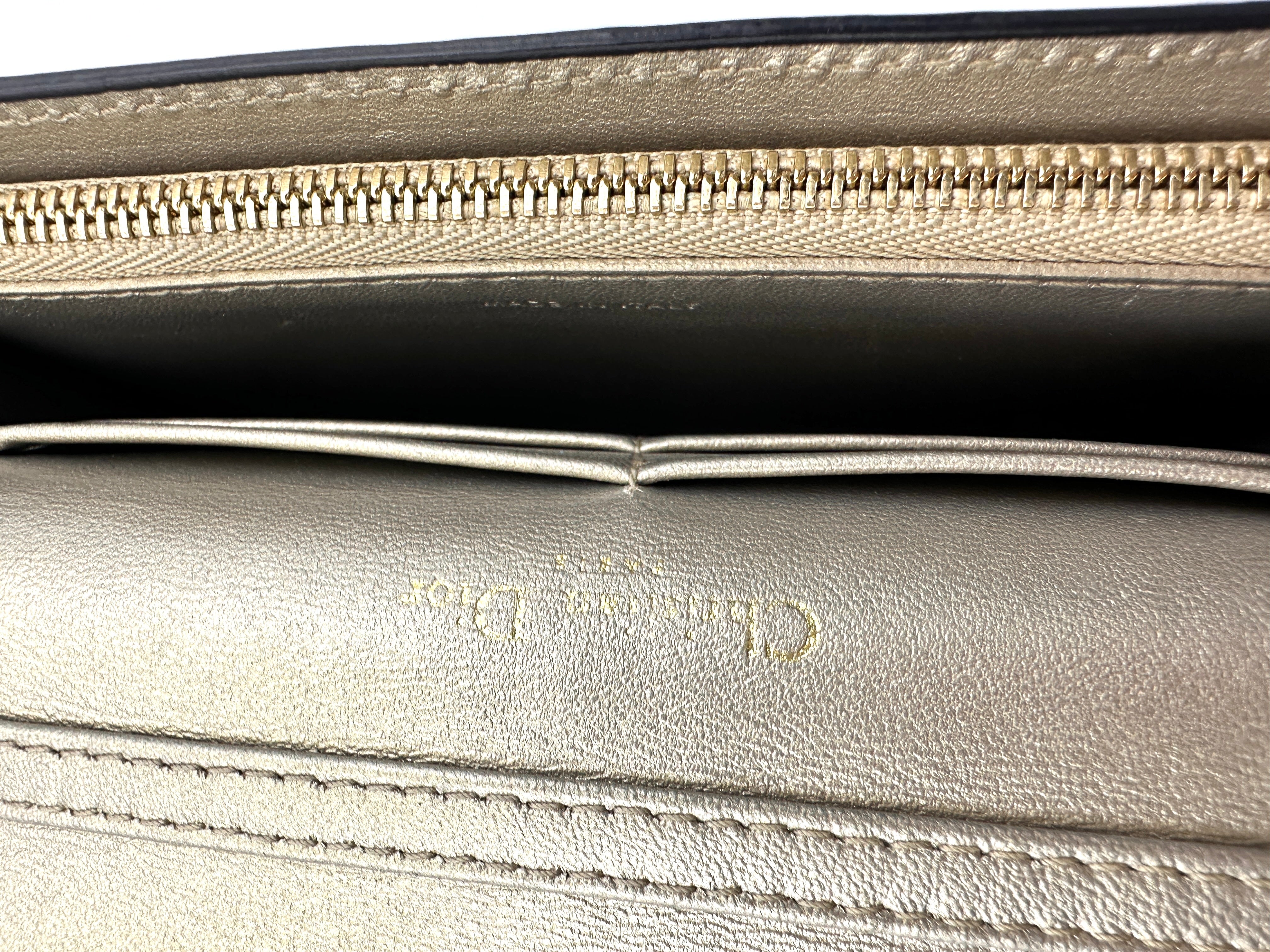 Christian Dior Silver Cannage Leather Wallet On Chain DR720