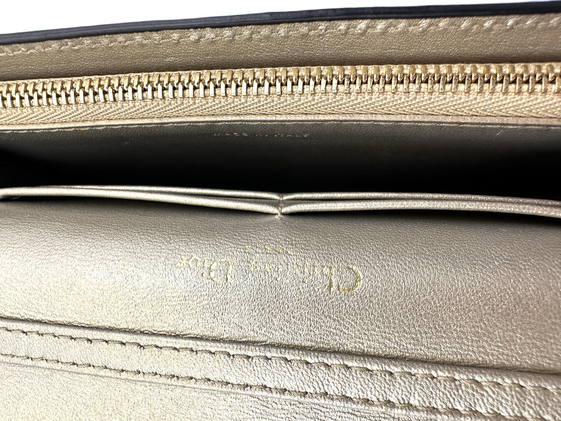 Christian Dior Silver Cannage Leather Wallet On Chain DR720