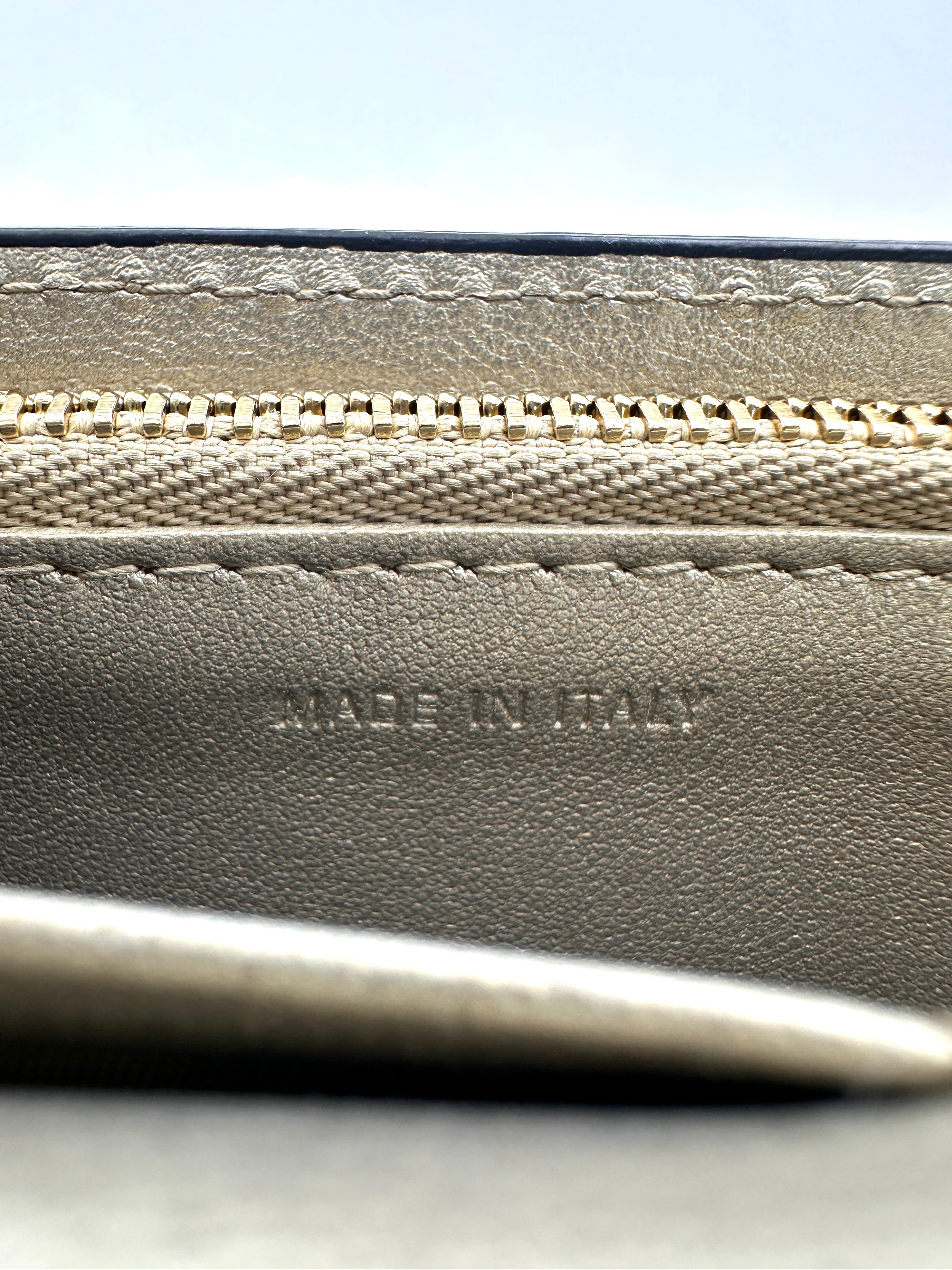 Christian Dior Silver Cannage Leather Wallet On Chain DR720