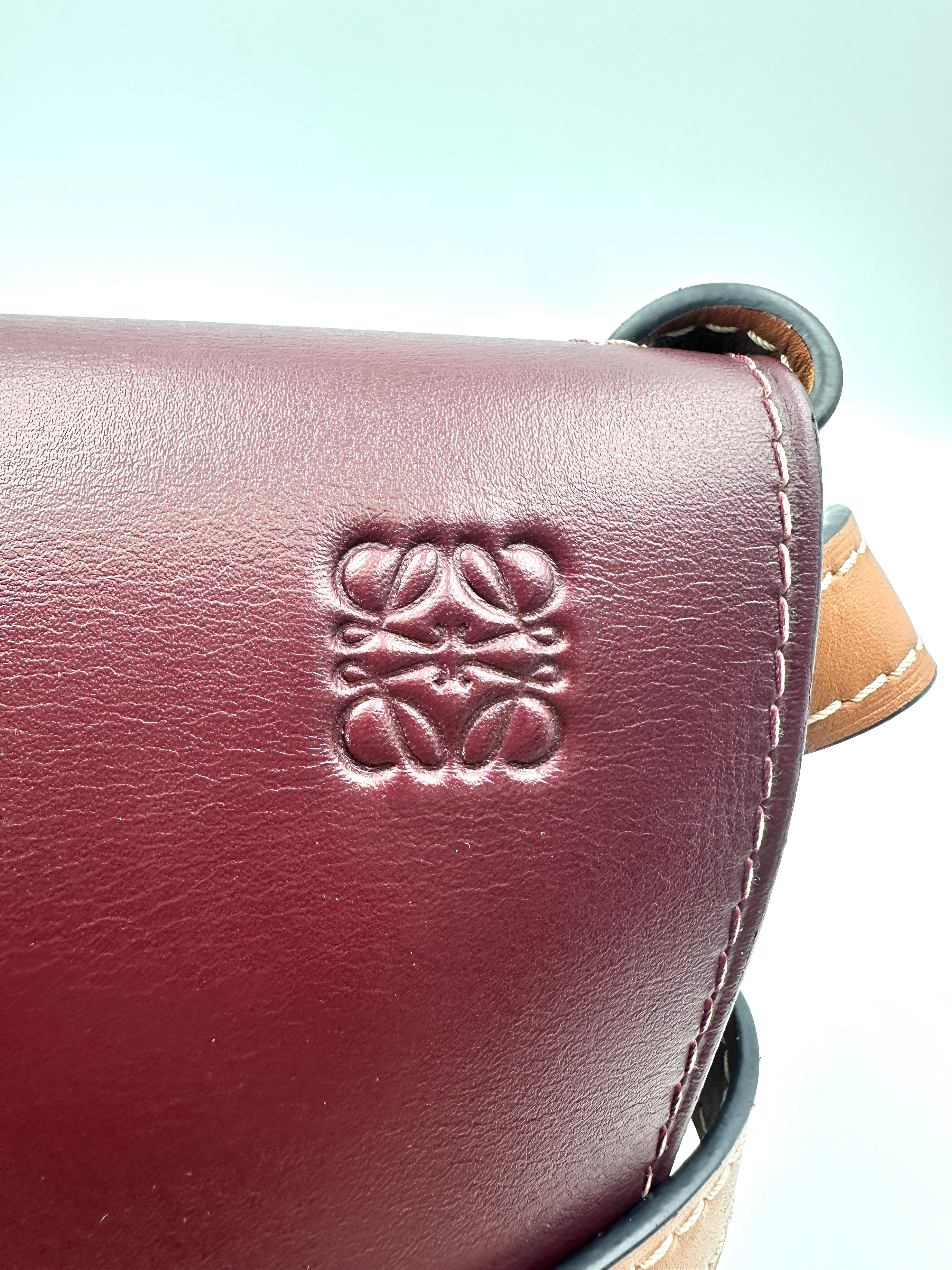 Loewe Gate Dark Red Leather Medium Size Shoulder Bag LW88
