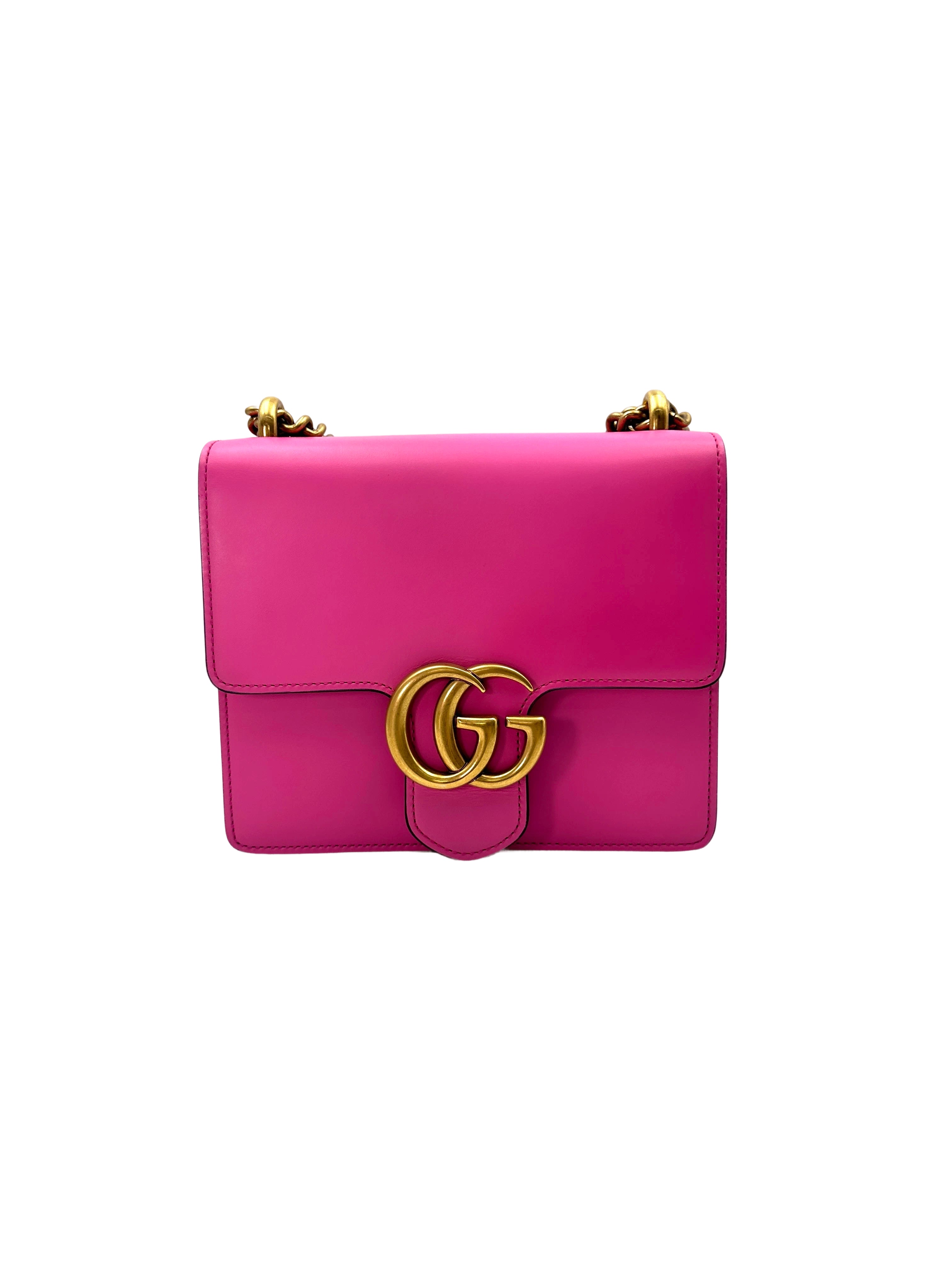 Gucci GG Marmont Pink Leather Flap Bag GG916