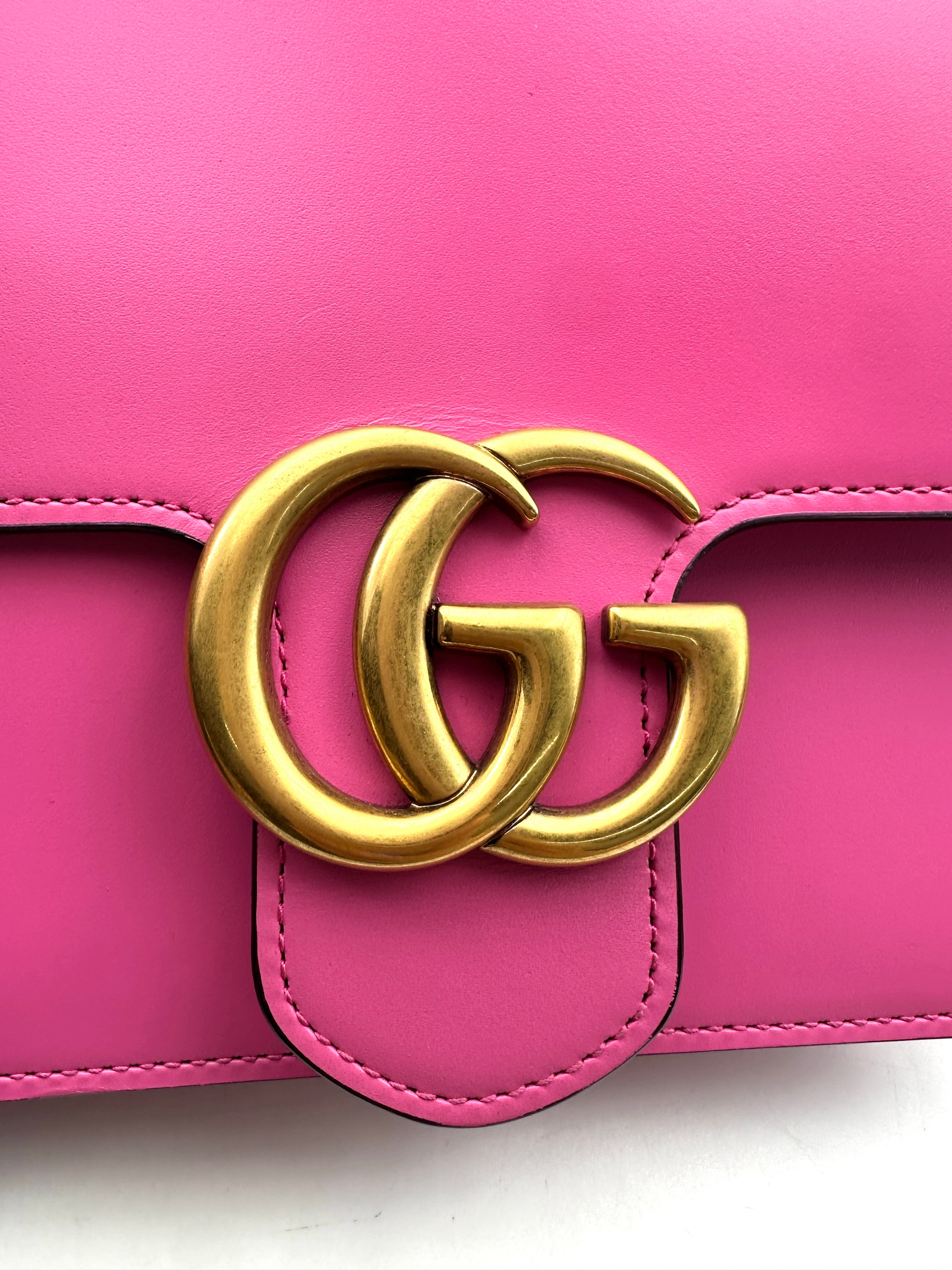 Gucci GG Marmont Pink Leather Flap Bag GG916