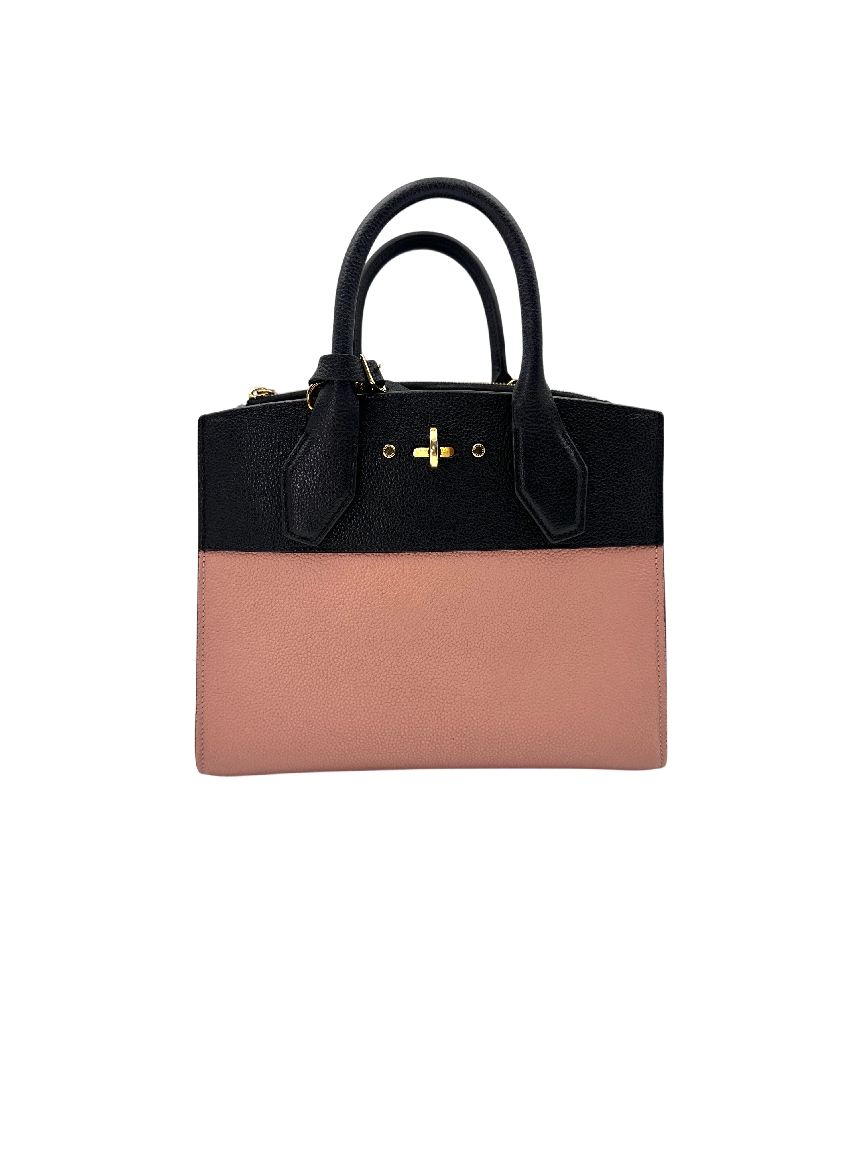 Louis Vuitton City Steamer PM Black/Pink Grained Leather Handle Bag LV2642