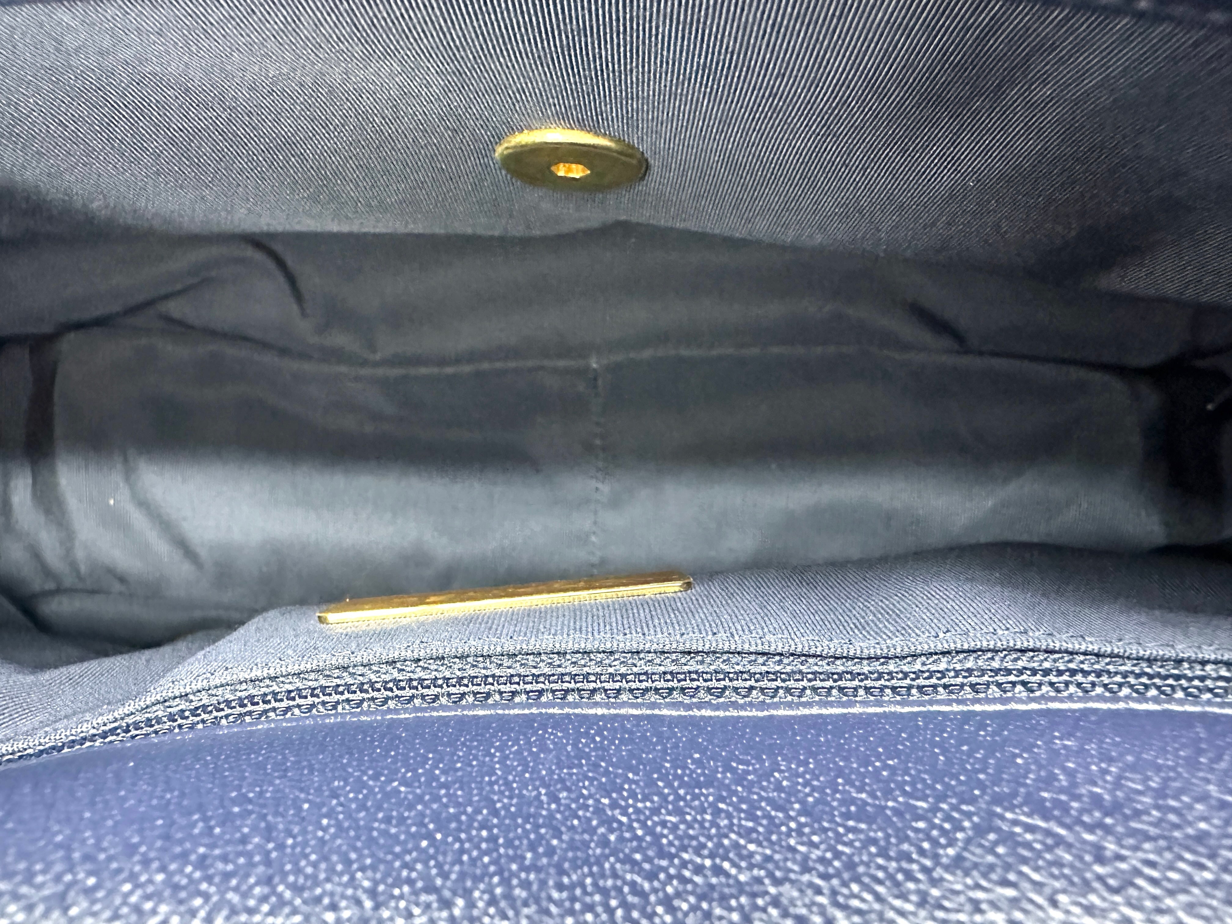 Chanel 19Bag Navy Quilted Leather Medium Size Flap Bag With Gold Hardware(29***10) CC1898
