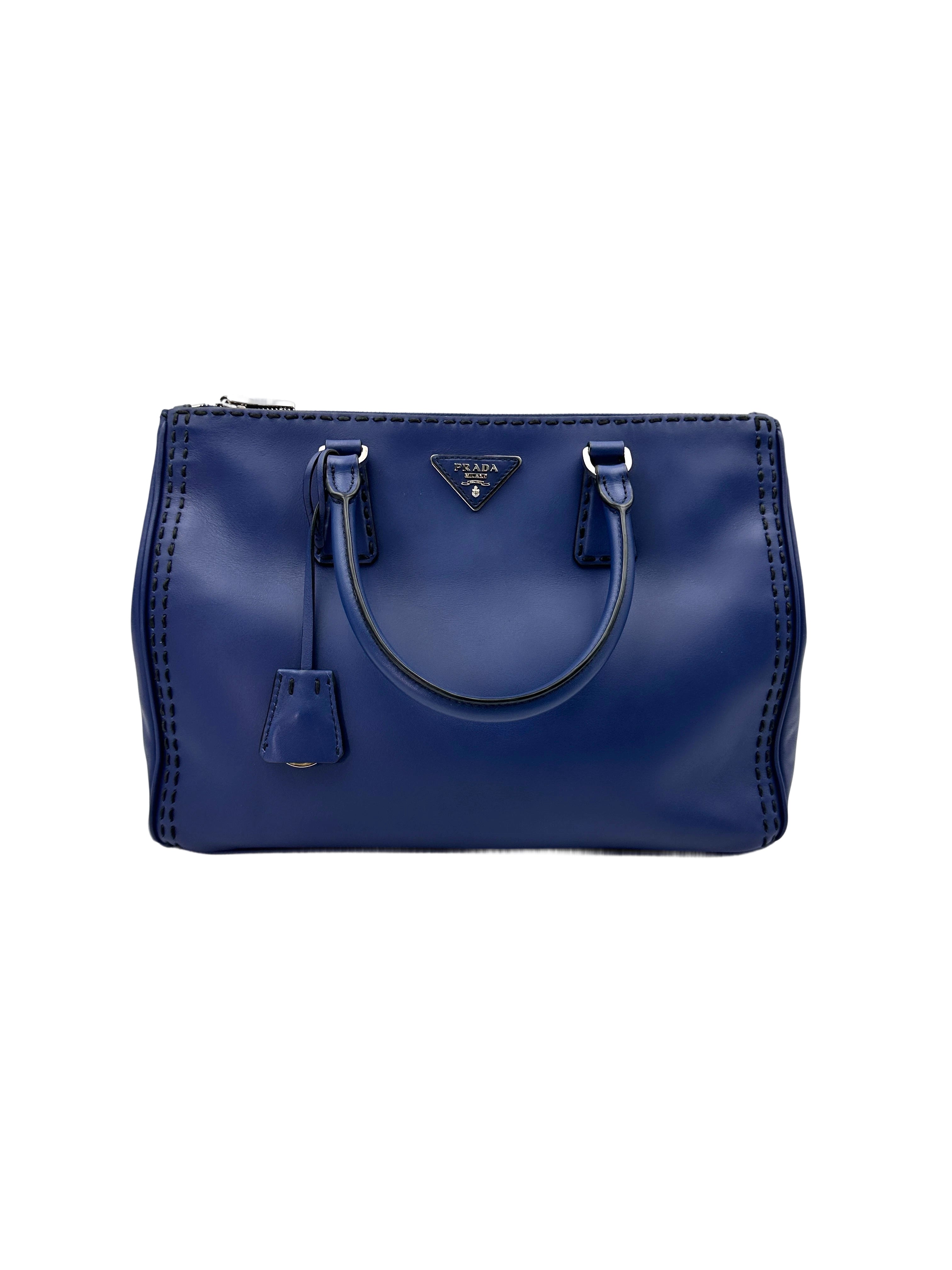 Prada Galleria Blue Saffiano Leather Handle Bag PR310