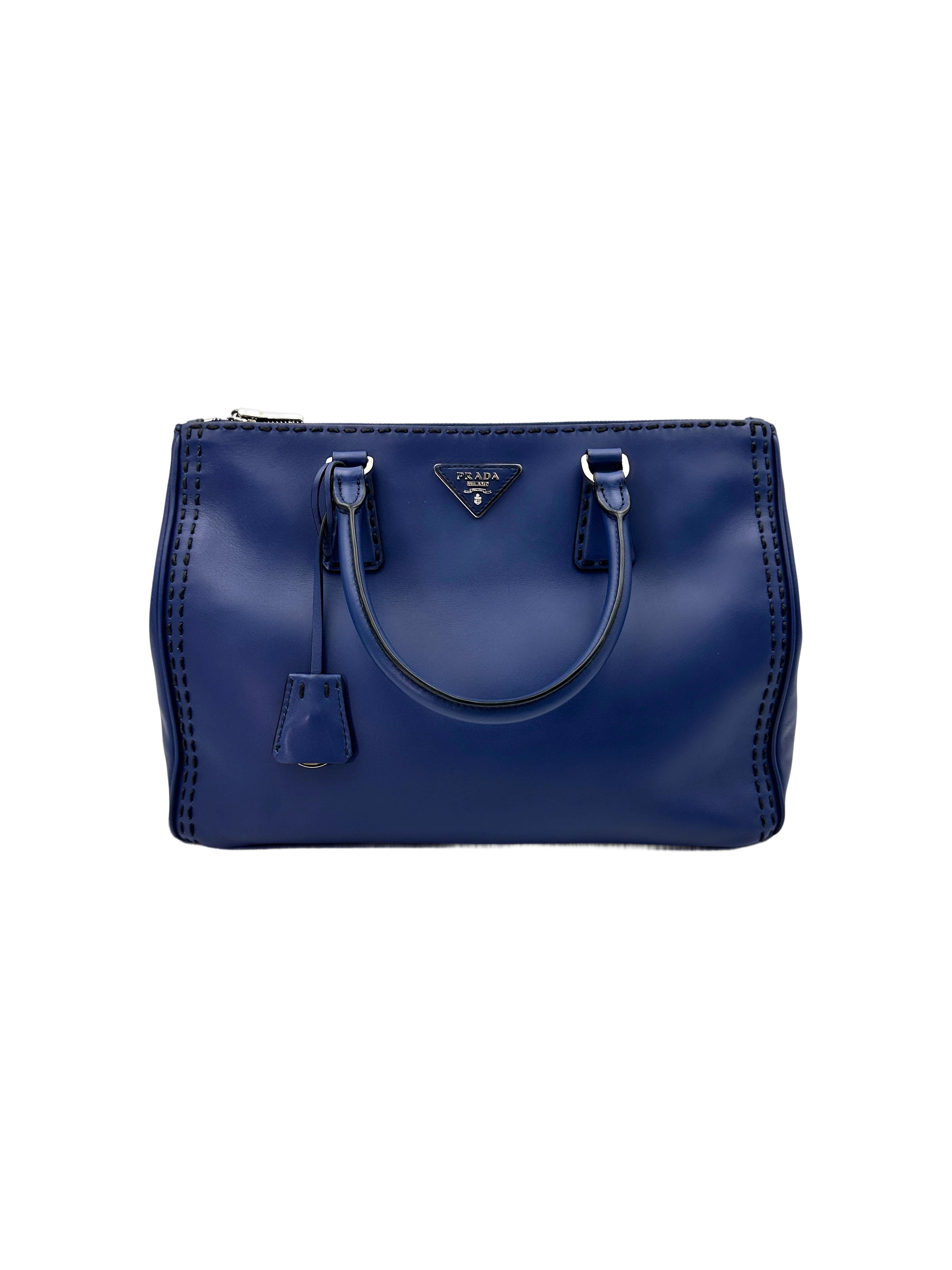Prada Galleria Blue Saffiano Leather Handle Bag PR310