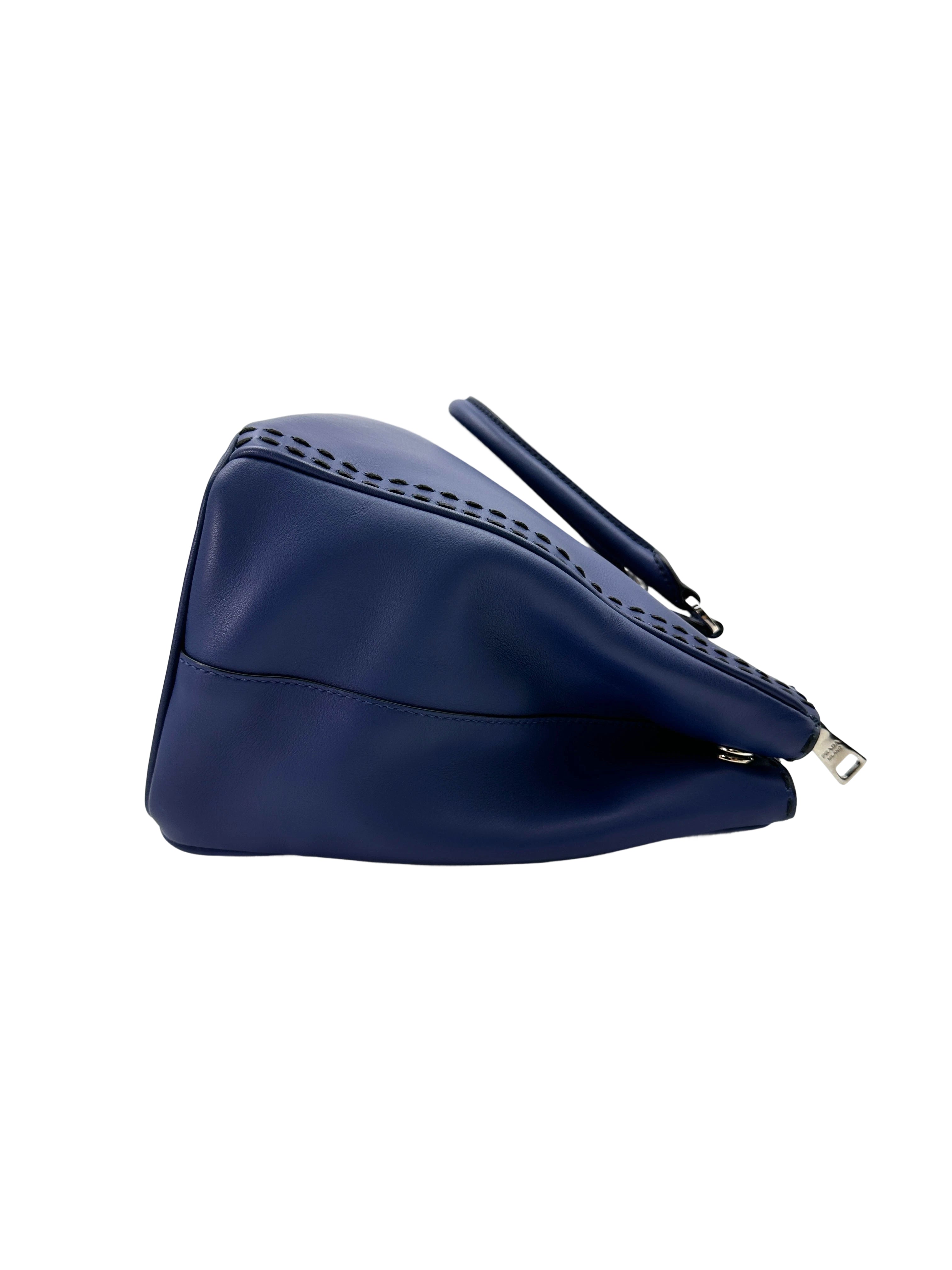 Prada Galleria Blue Saffiano Leather Handle Bag PR310