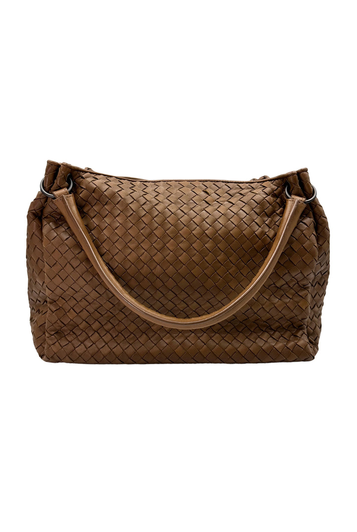 Bottega Veneta Intrecciato Brown Nappa Leather Hobo Bag BV129