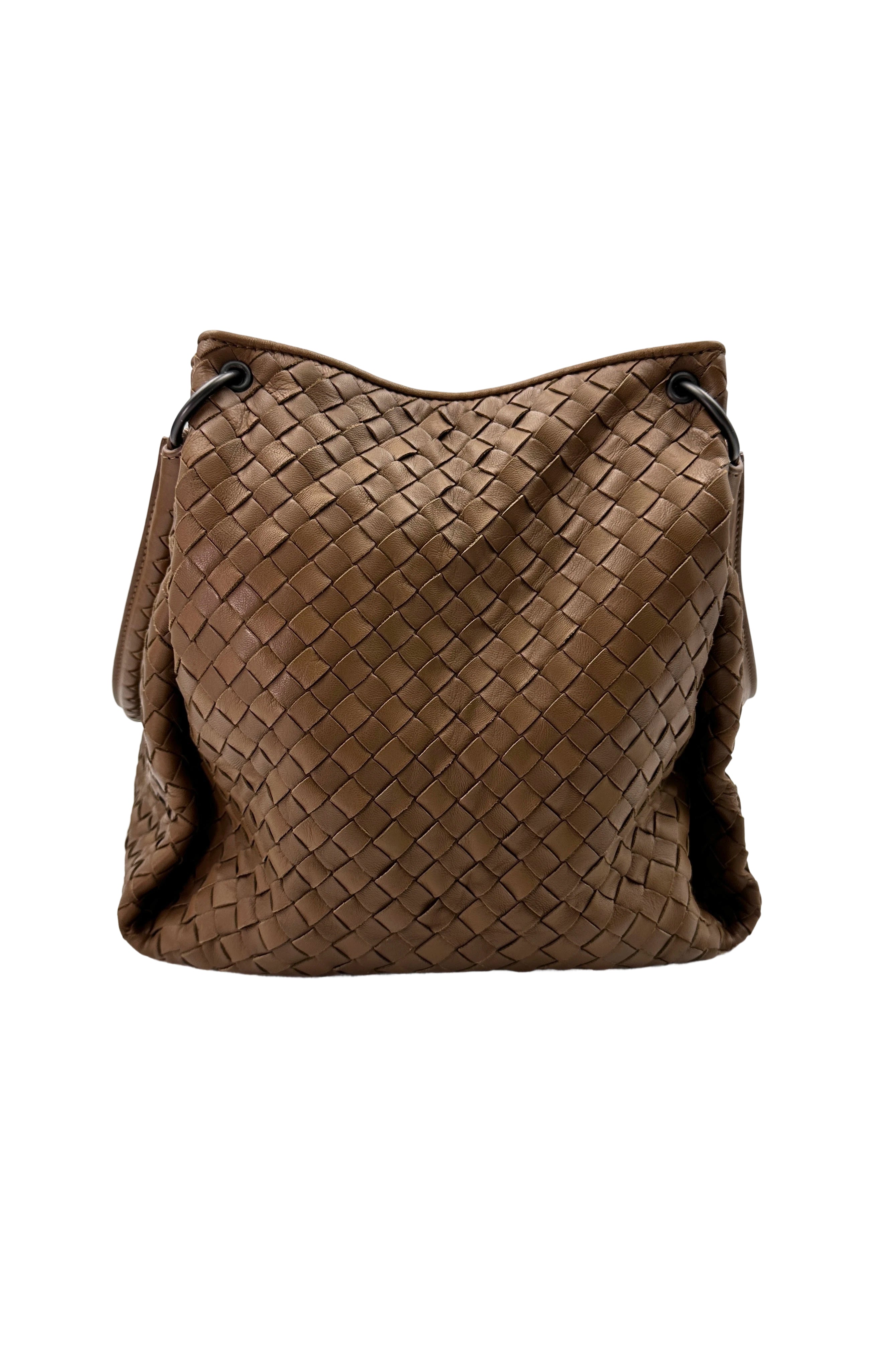 Bottega Veneta Intrecciato Brown Nappa Leather Hobo Bag BV129