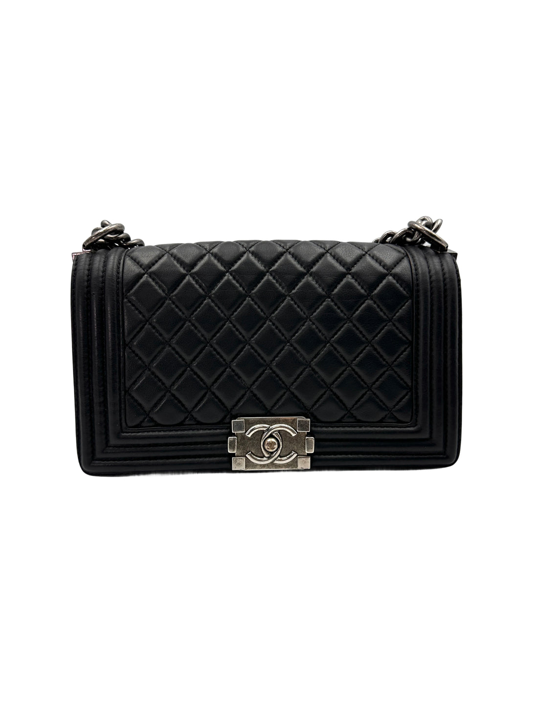 Chanel LeBoy Black Quilted Lambskin Flap Bag With Silver Buckle(14***36) CC1900