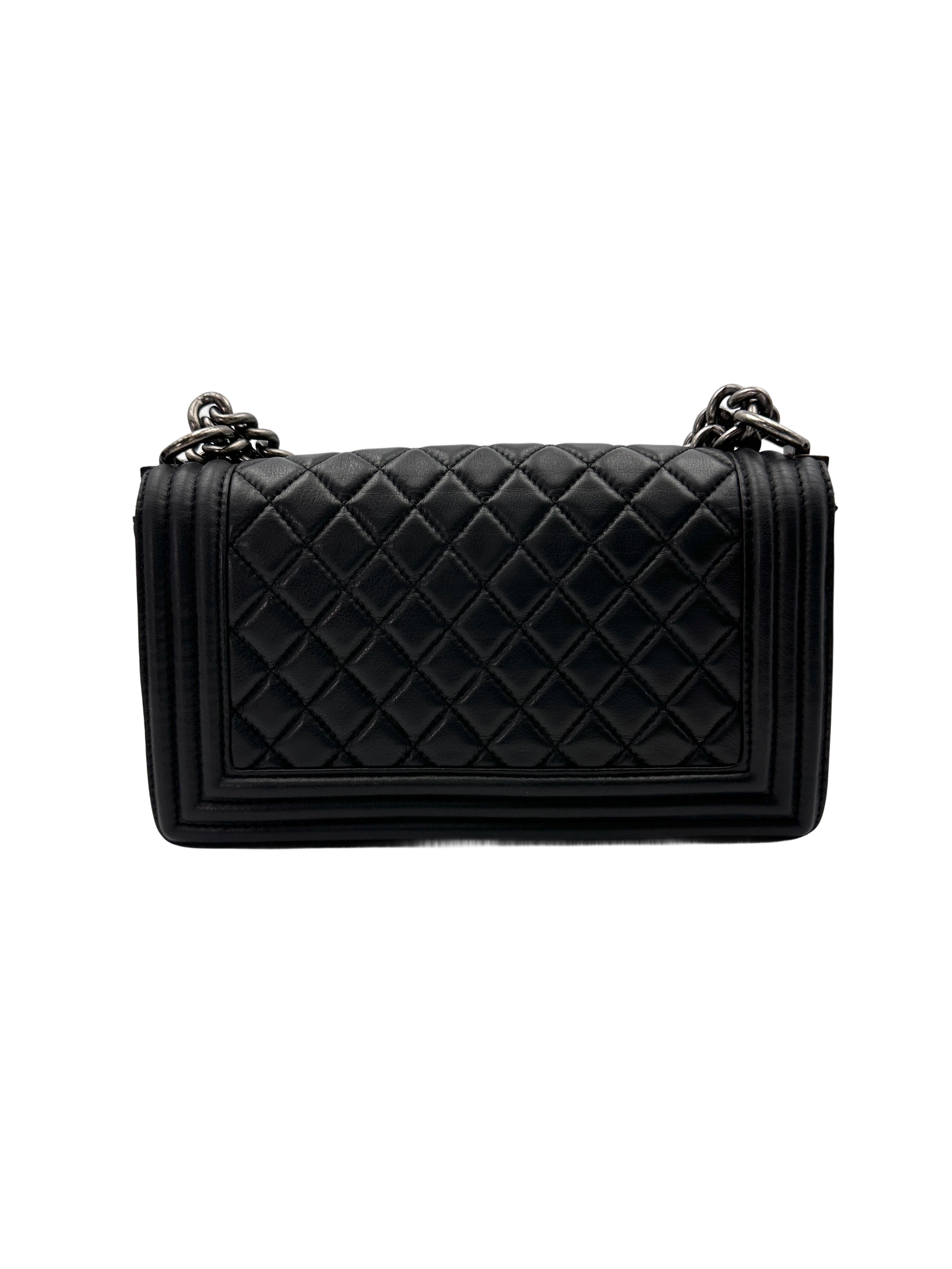 Chanel LeBoy Black Quilted Lambskin Flap Bag With Silver Buckle(14***36) CC1900
