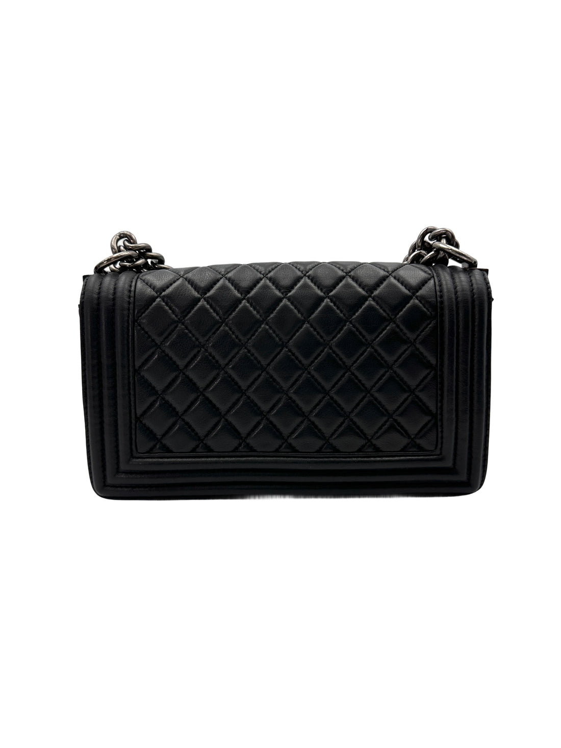 Chanel LeBoy Black Quilted Lambskin Flap Bag With Silver Buckle(14***36) CC1900