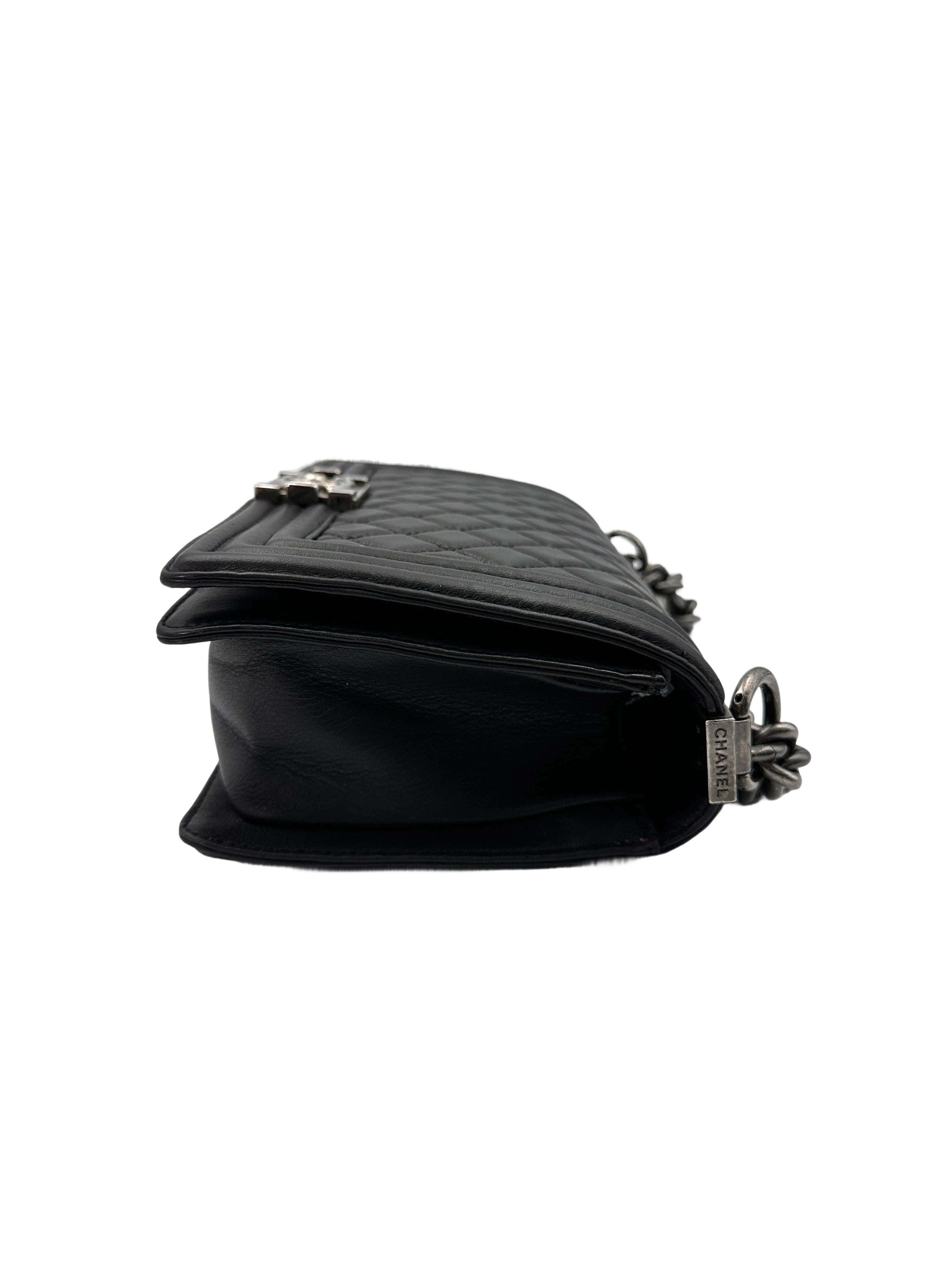 Chanel LeBoy Black Quilted Lambskin Flap Bag With Silver Buckle(14***36) CC1900