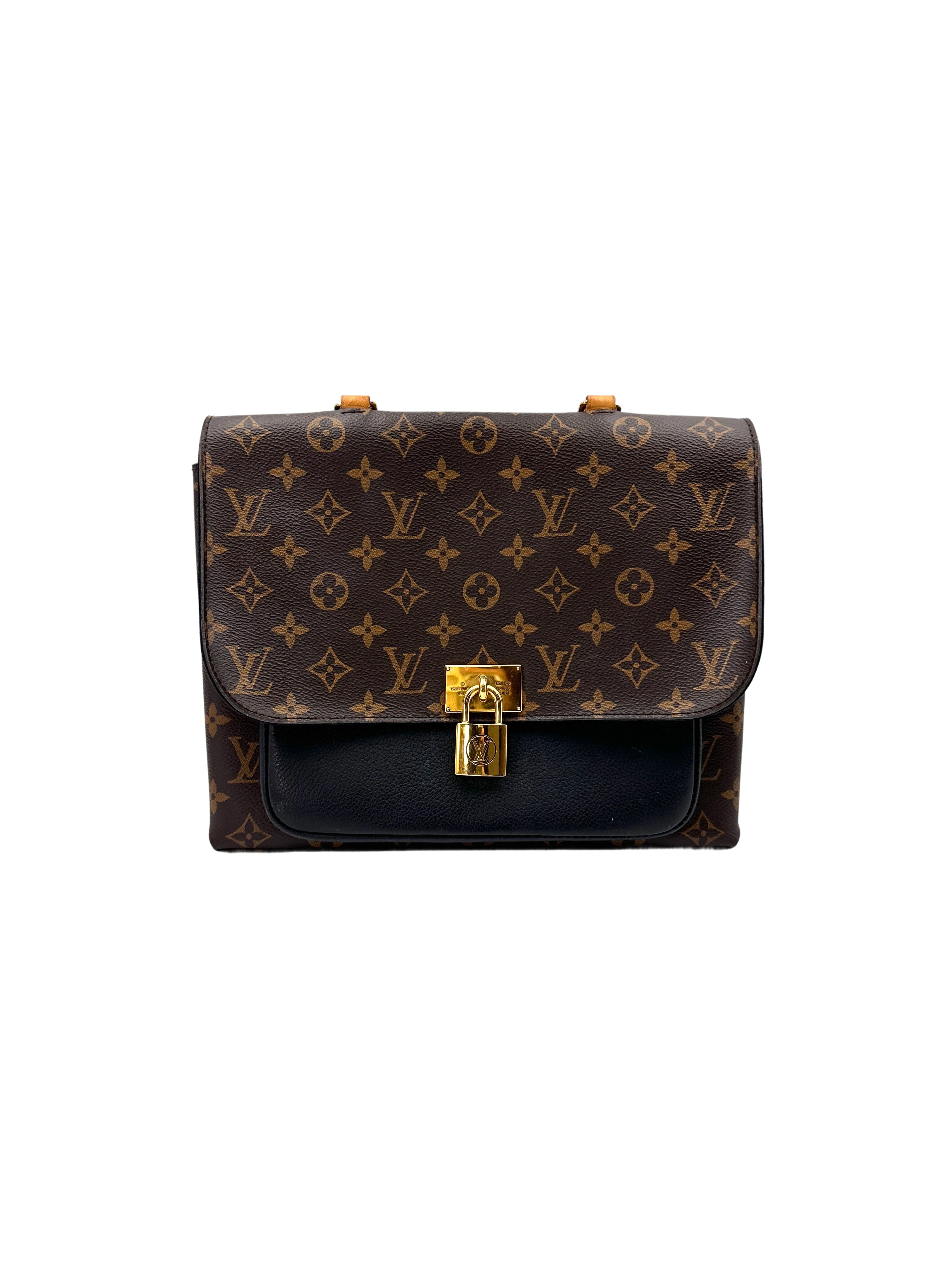 Louis Vuitton Marignan Monogram & Black Leather Messenger Bag LV2641