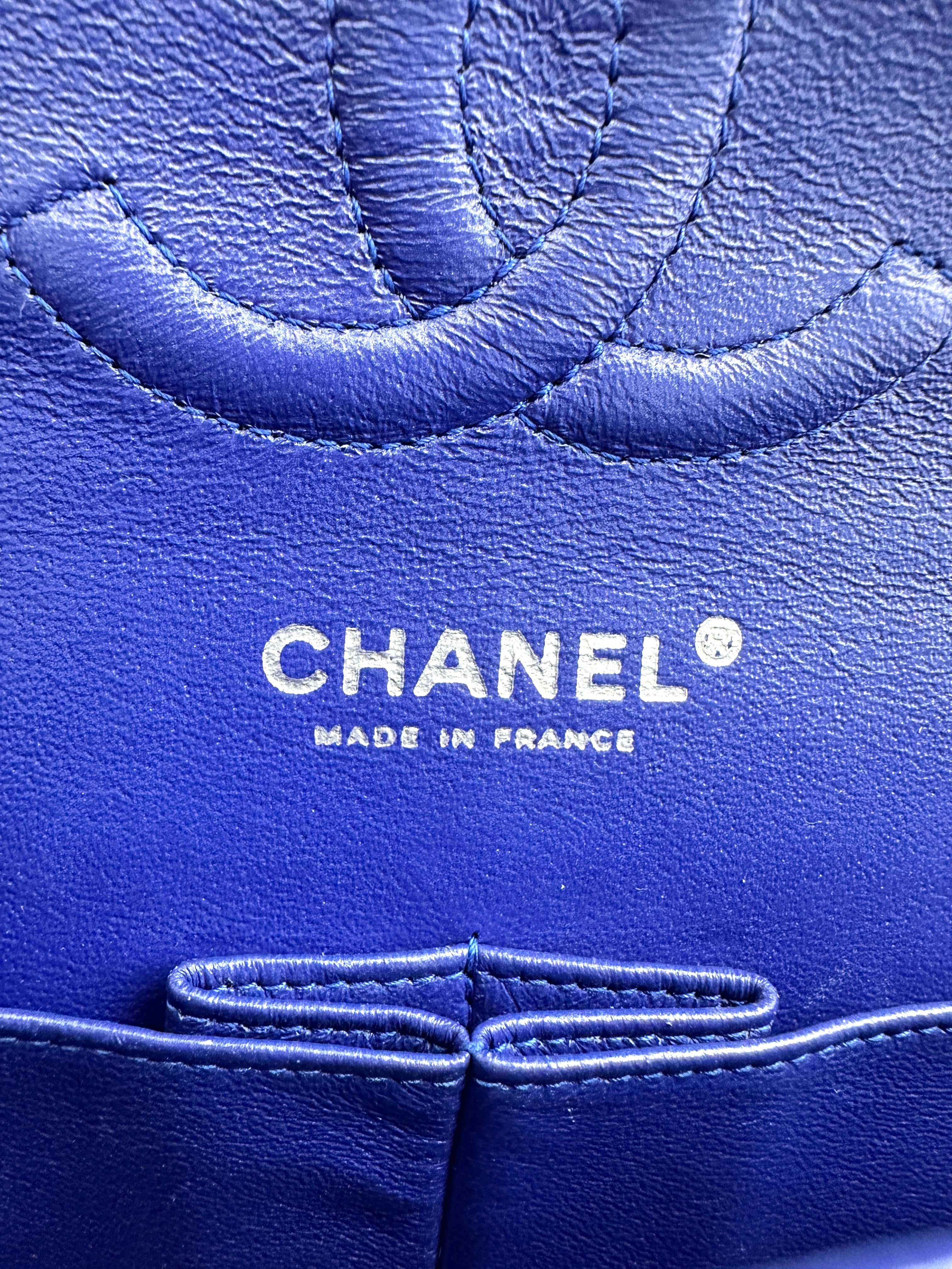 Chanel Classic Flap Blue Quilted Patent Leather Jumbo Flap Bag With Silver Buckle(17***53) CC1902