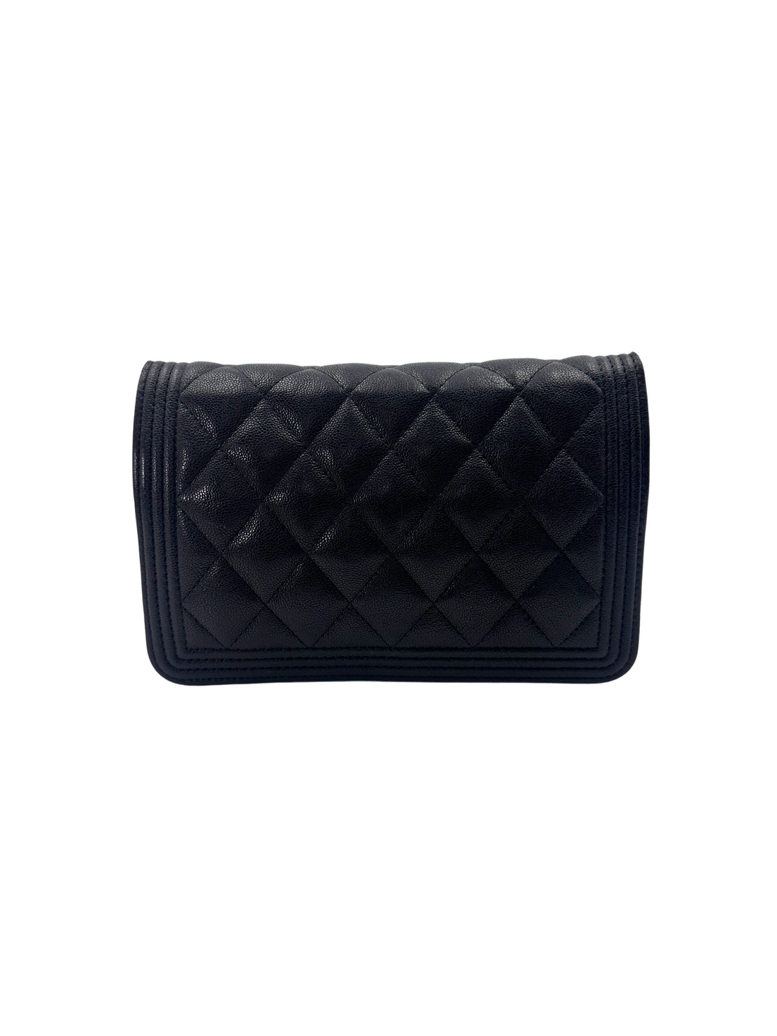 Chanel LeBoy Black Quilted Leather Wallet On Chain With Gold Buckle(26***56) IRIS214