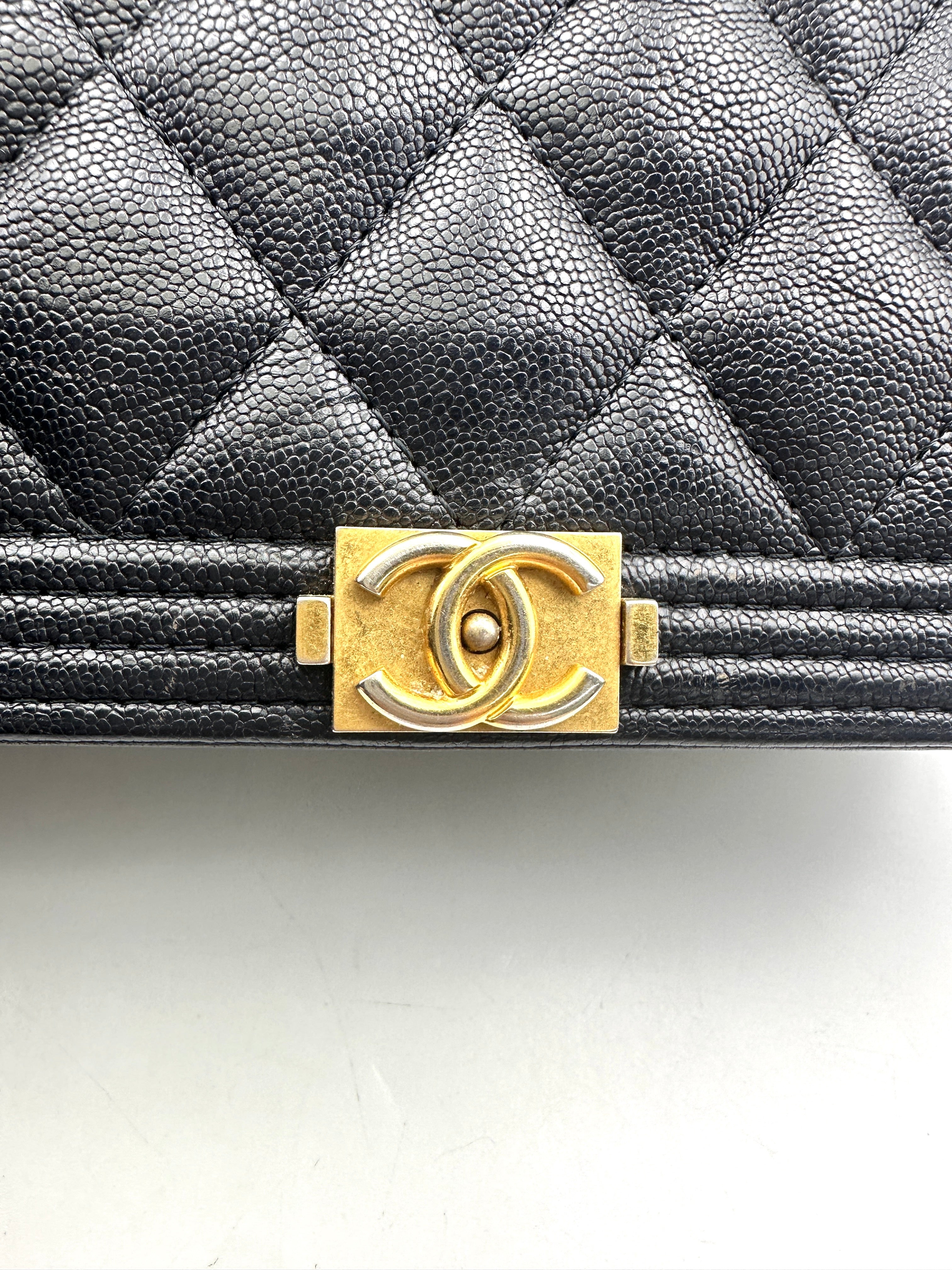 Chanel LeBoy Black Quilted Leather Wallet On Chain With Gold Buckle(26***56) IRIS214