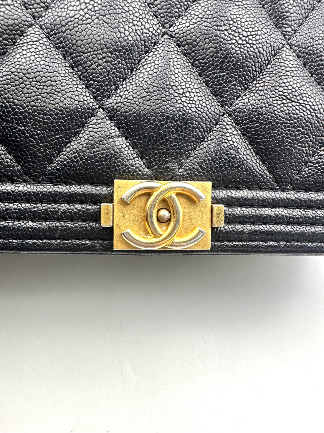 Chanel LeBoy Black Quilted Leather Wallet On Chain With Gold Buckle(26***56) IRIS214