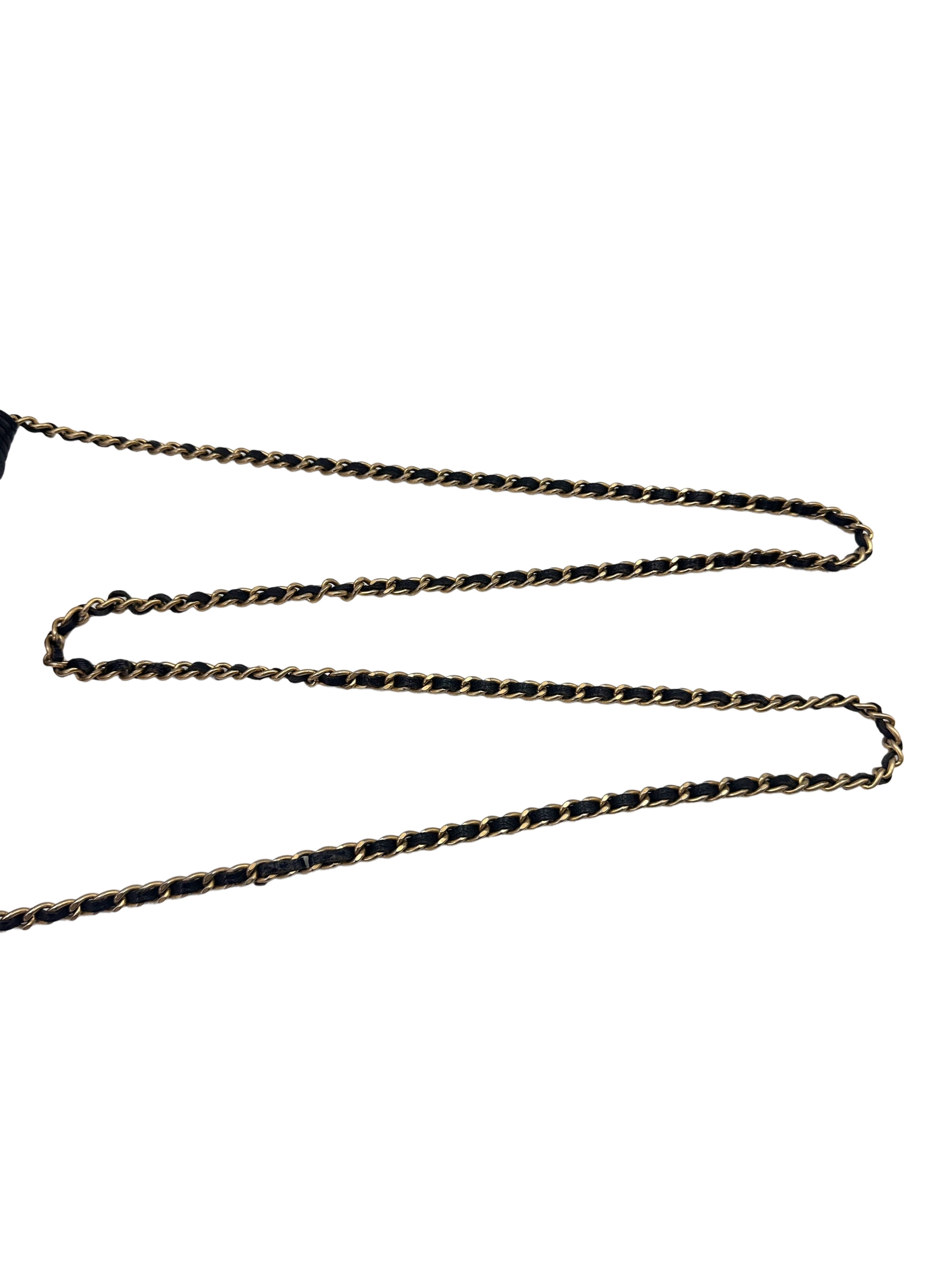 Chanel LeBoy Black Quilted Leather Wallet On Chain With Gold Buckle(26***56) IRIS214