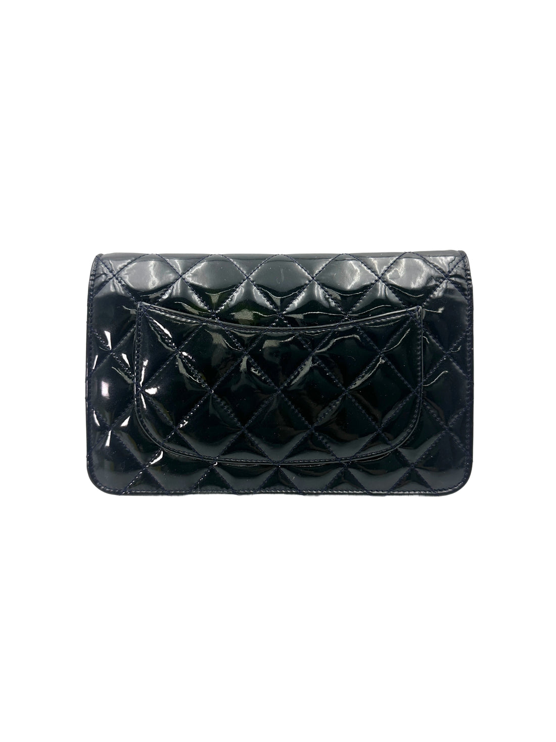 Chanel Black Quilted Patent Leather Wallet On Chain With Silver Buckle(18***27) CC1901