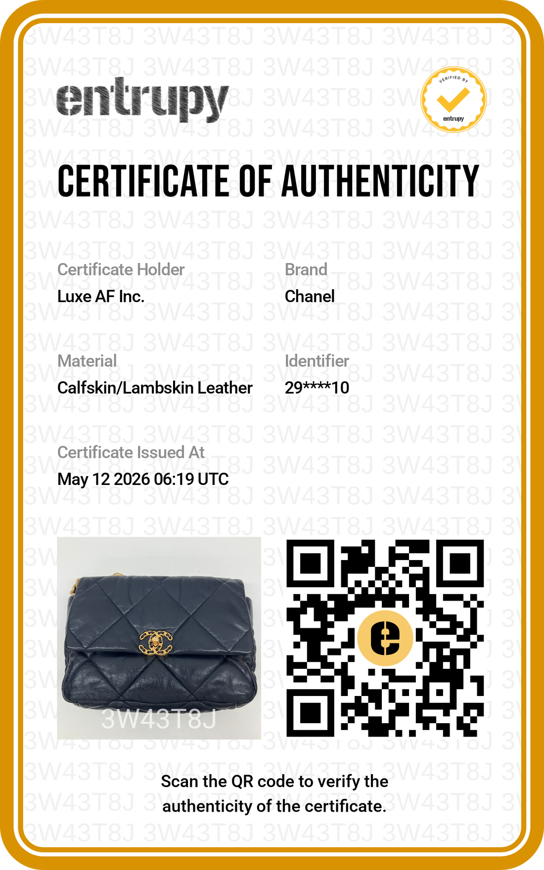 Chanel 19Bag Navy Quilted Leather Medium Size Flap Bag With Gold Hardware(29***10) CC1898