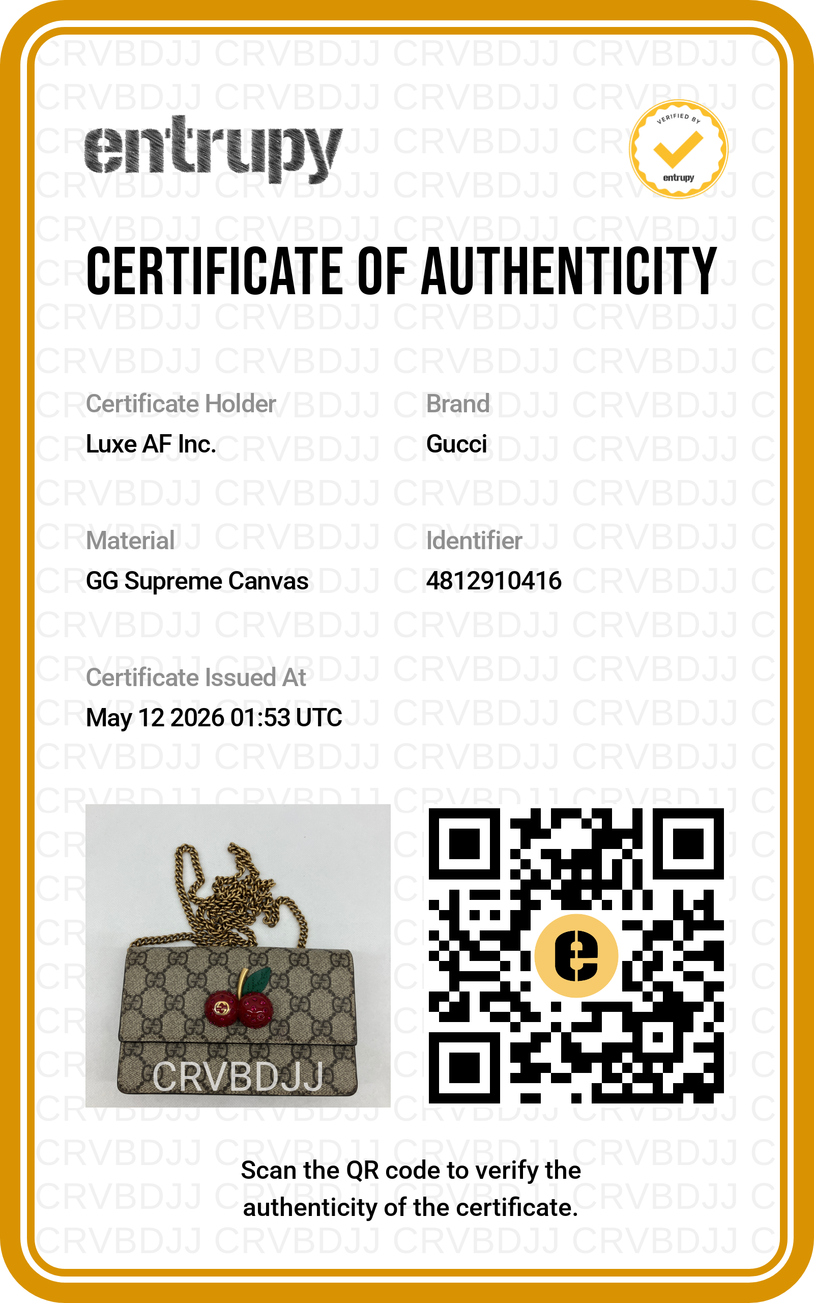Gucci Cherry GG Supreme Chain Shoulder Bag GG917
