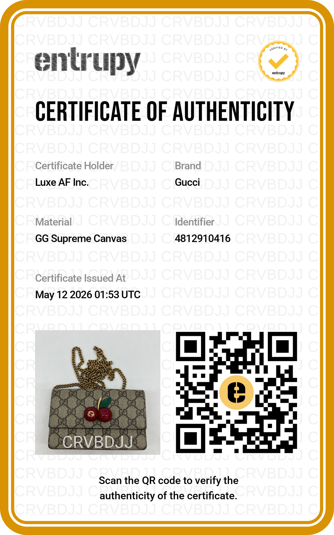 Gucci Cherry GG Supreme Chain Shoulder Bag GG917