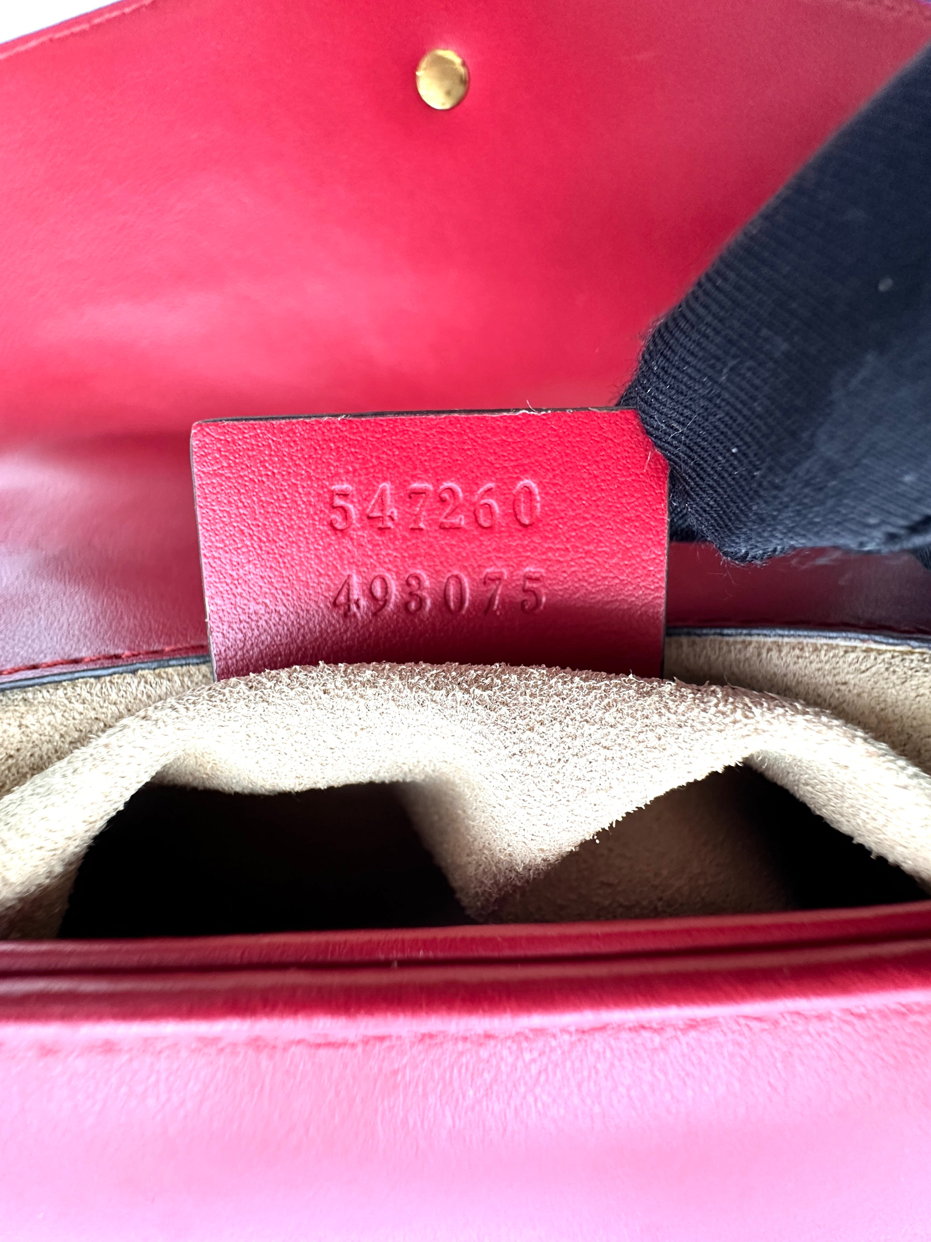 Gucci GG Marmont Red Matelasse Leather Top Handle Flap Bag GG927