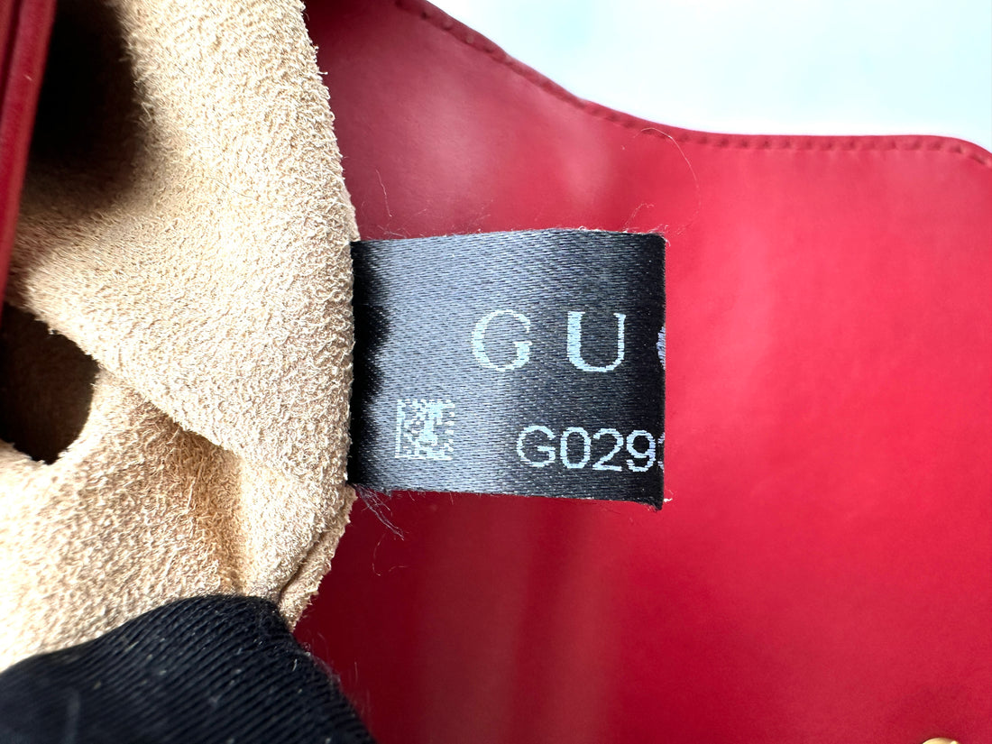 Gucci GG Marmont Red Matelasse Leather Top Handle Flap Bag GG927