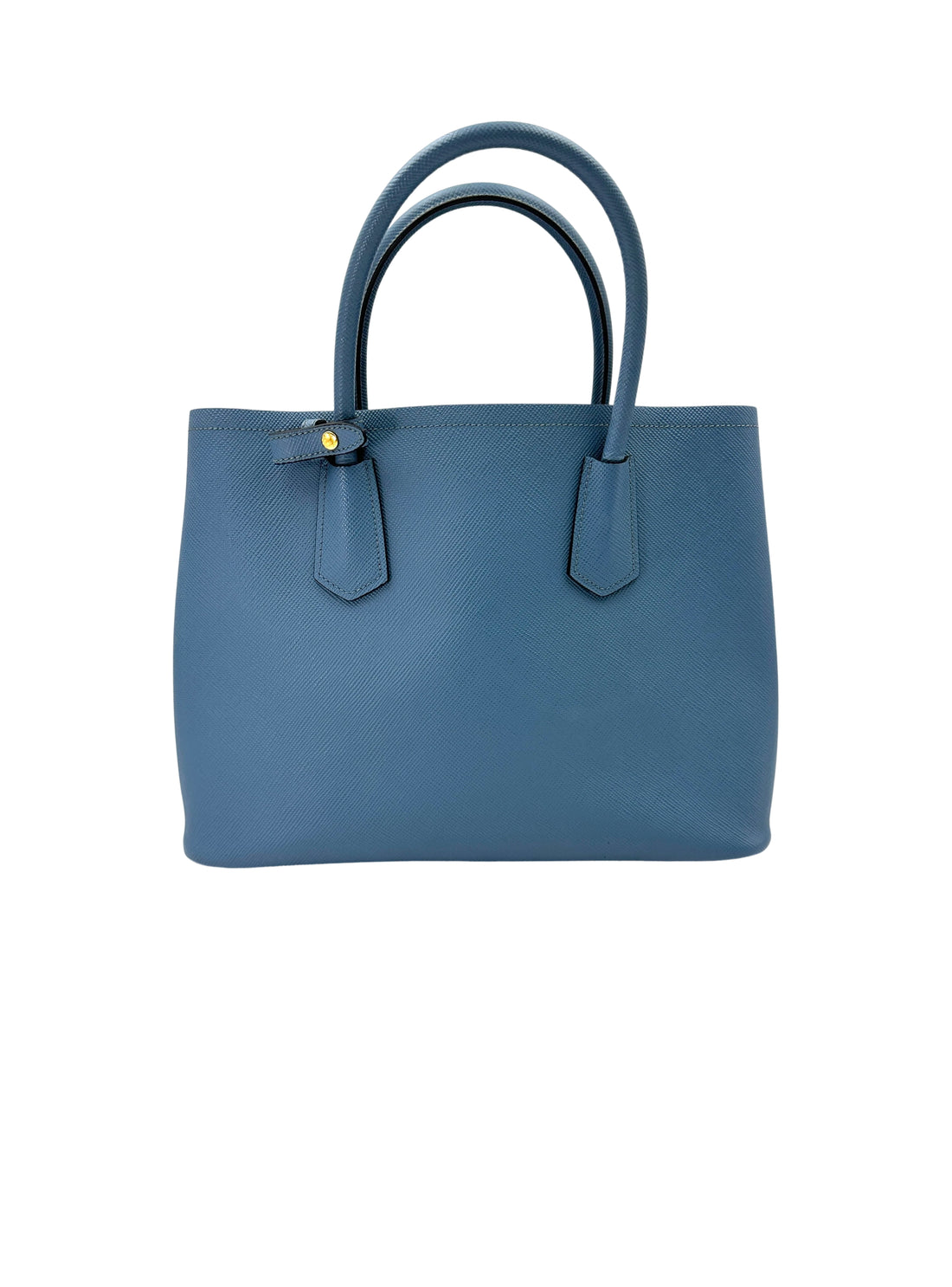 Prada Double Blue Saffiano Cuir Leather Handle Bag PR311