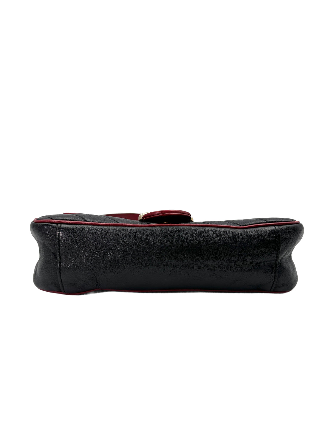 Gucci GG Marmont Black Leather Flap Bag With Red Trim GG930
