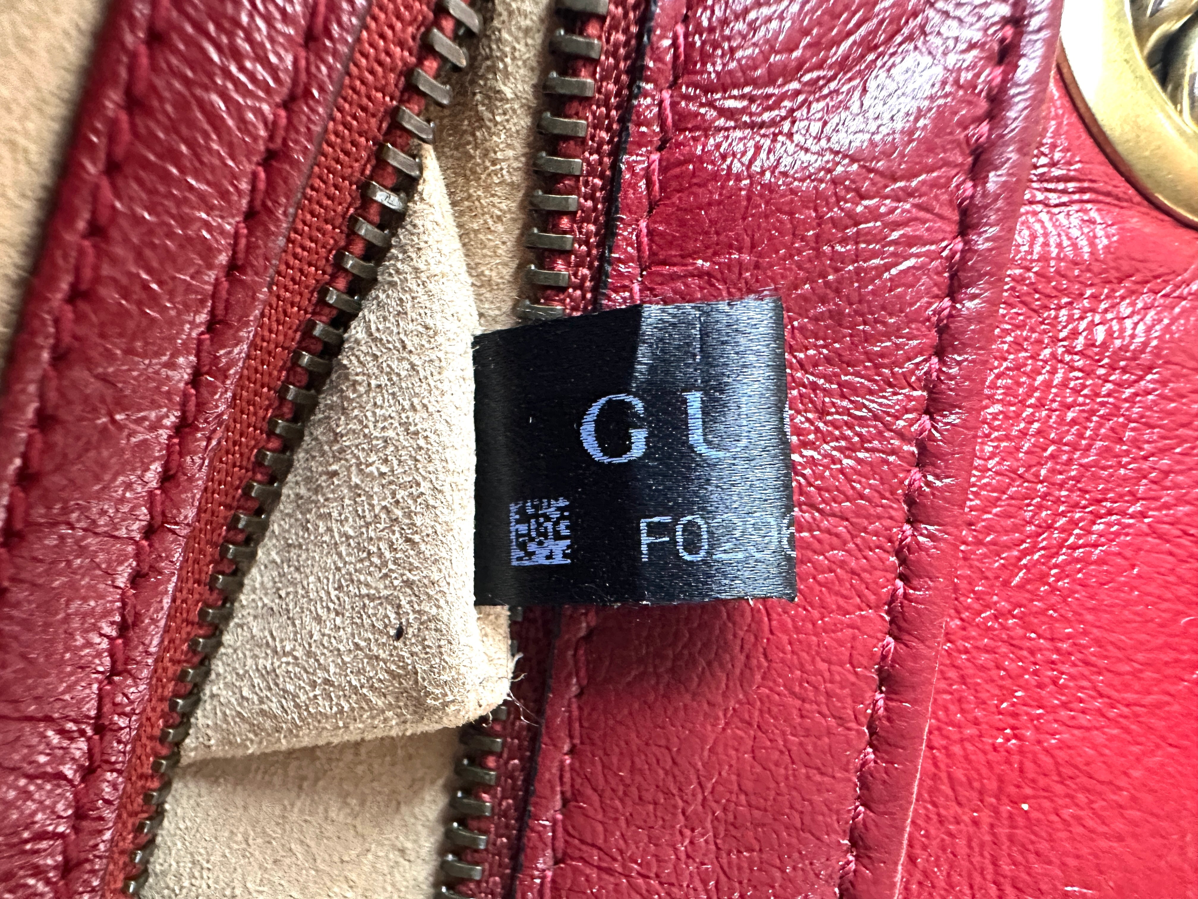 Gucci GG Marmont Black Leather Flap Bag With Red Trim GG930