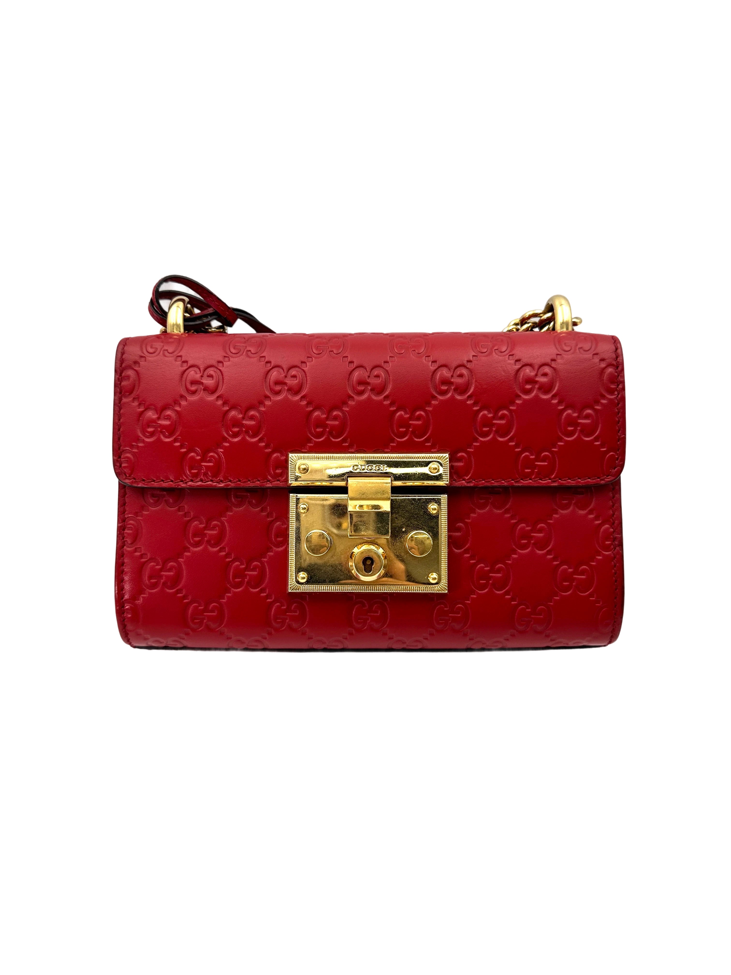 Gucci Padlock Red Guccissima Leather Shoulder Bag GG931