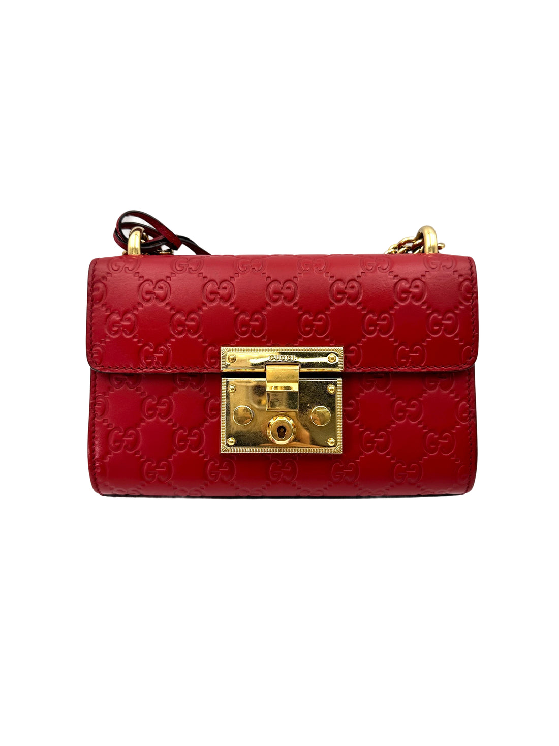 Gucci Padlock Red Guccissima Leather Shoulder Bag GG931