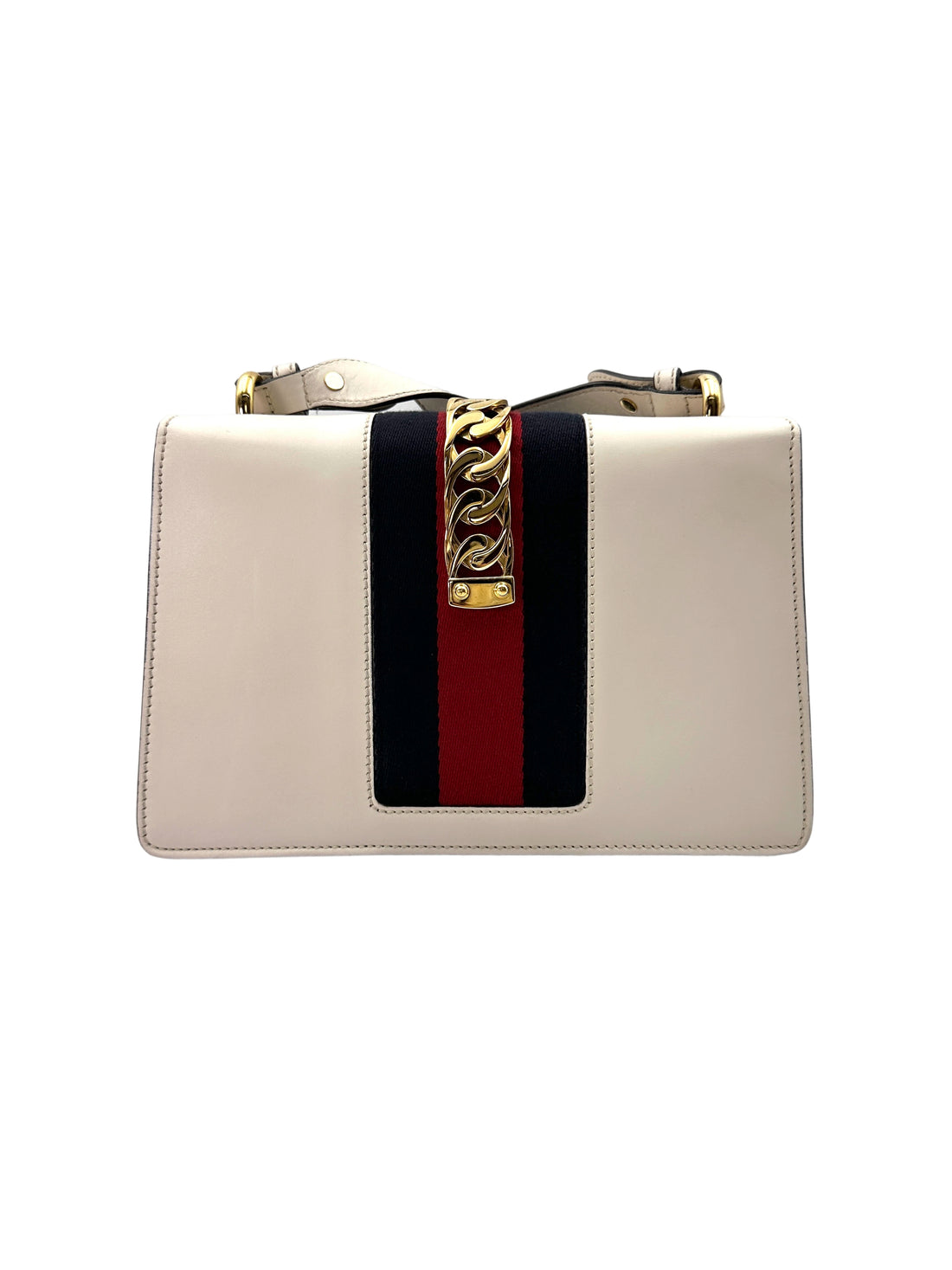 Gucci Sylvie White Leather Medium Size Shoulder Bag GG941