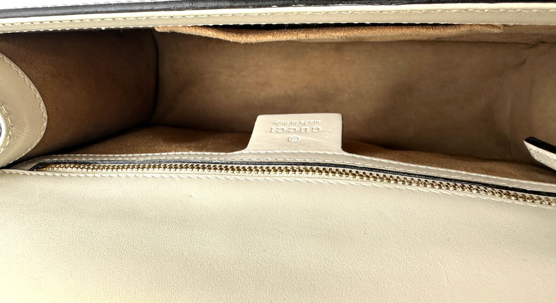 Gucci Sylvie White Leather Medium Size Shoulder Bag GG941