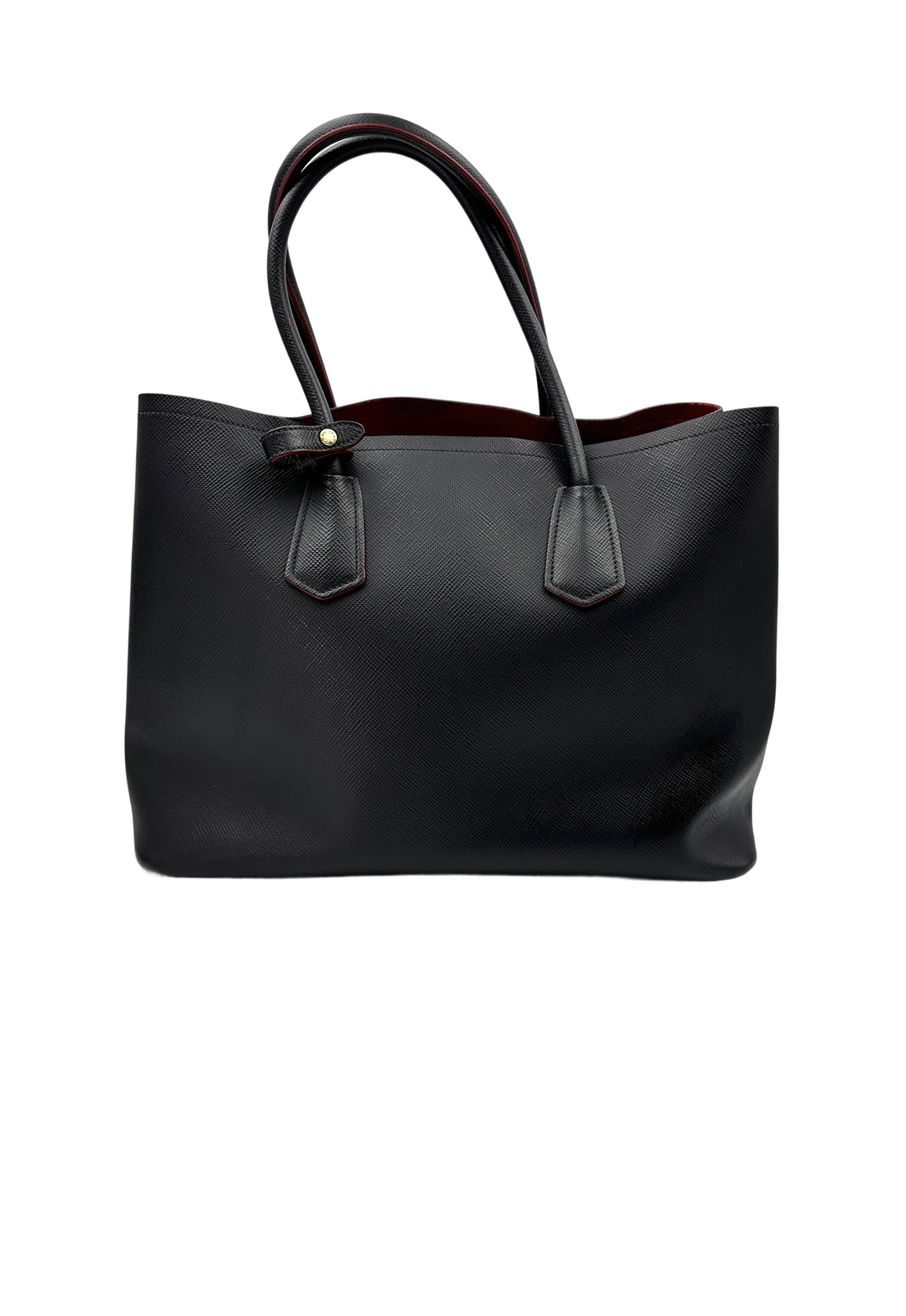 Prada Double Black Saffiano Cuir Leather Handle Bag PR312