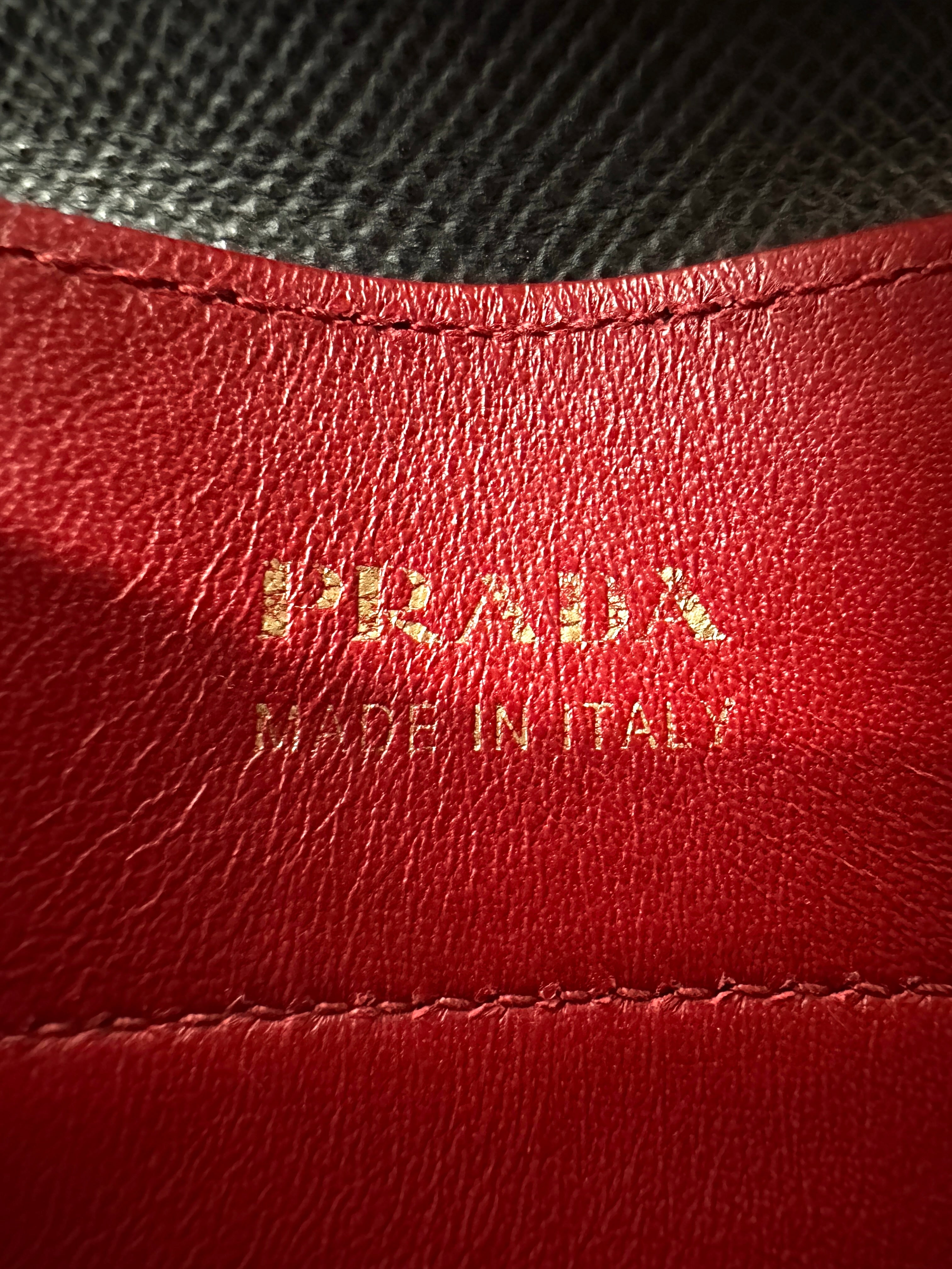 Prada Double Black Saffiano Cuir Leather Handle Bag PR312