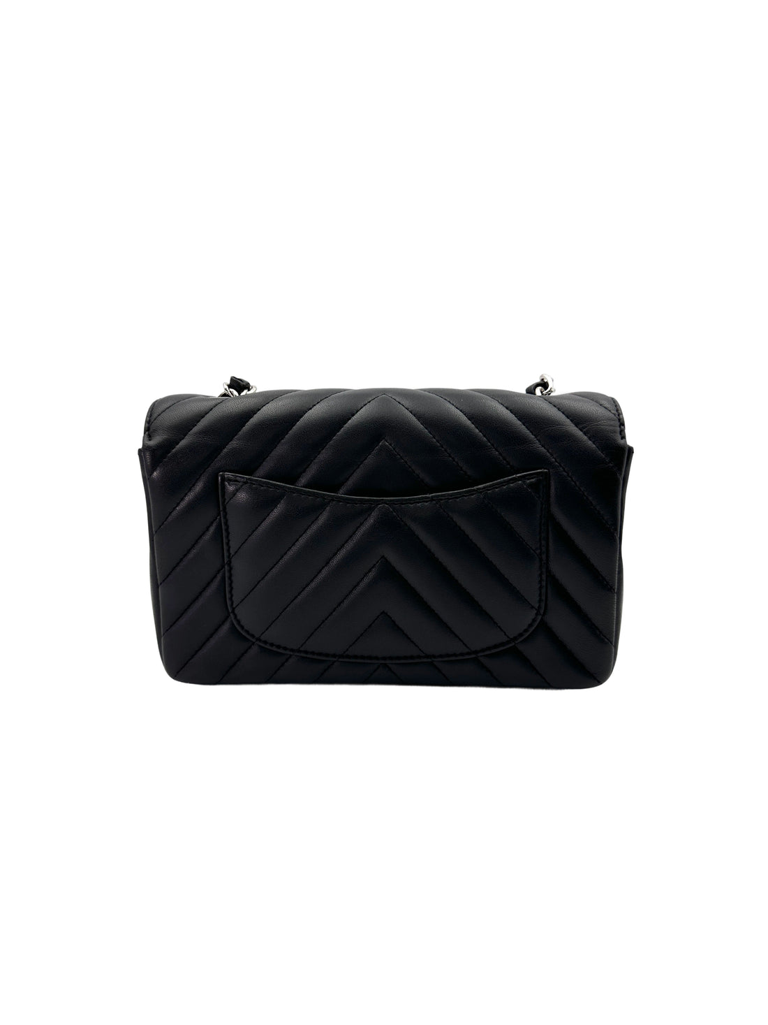 Chanel Black Chevron Quilted Lambskin Flap Bag With Silver Buckle(30***81) CC1911