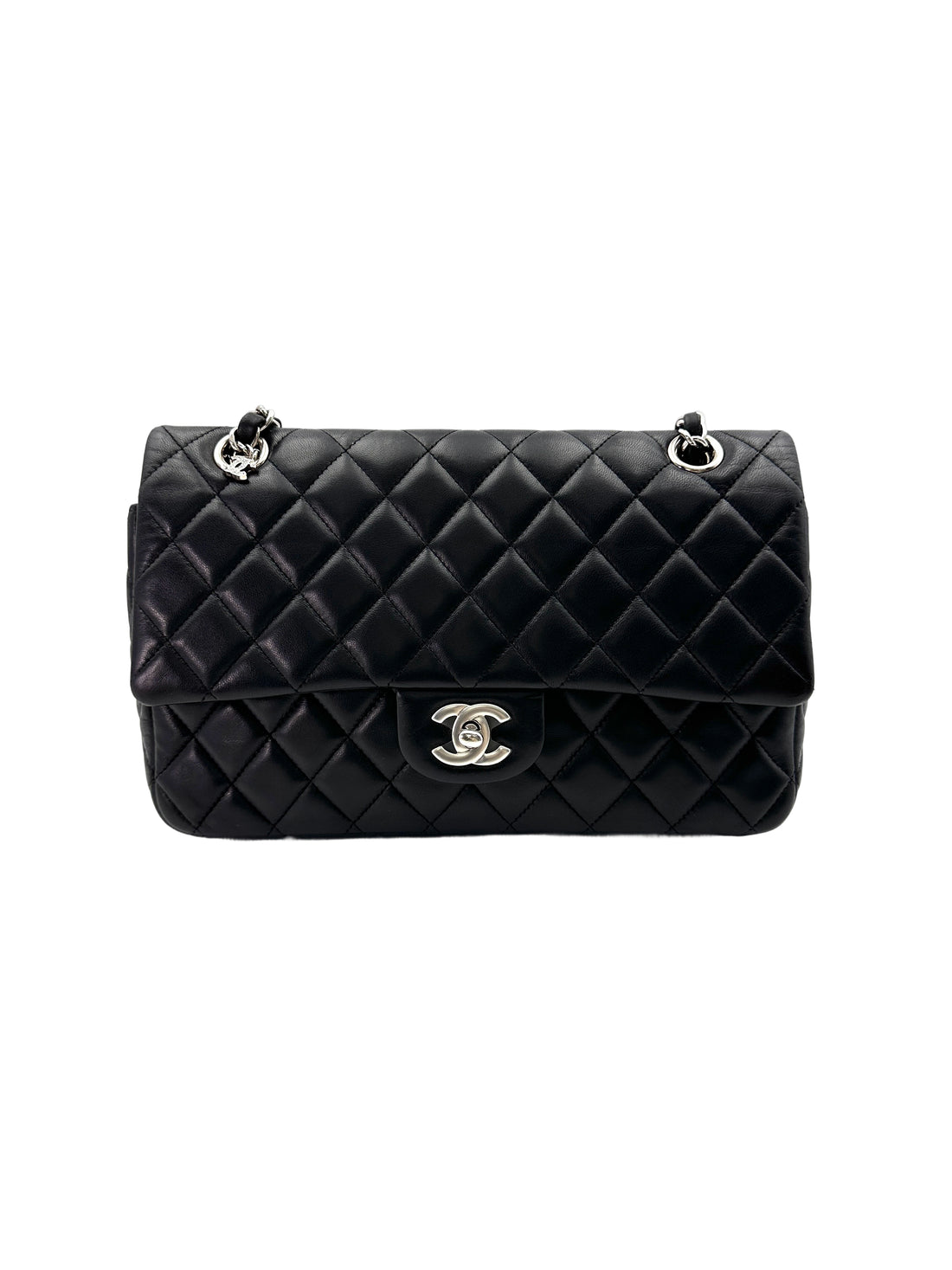 Chanel Classic Flap Black Quilted Leather Medium Size Flap Bag With Crystal Charms(19***27) IRIS216