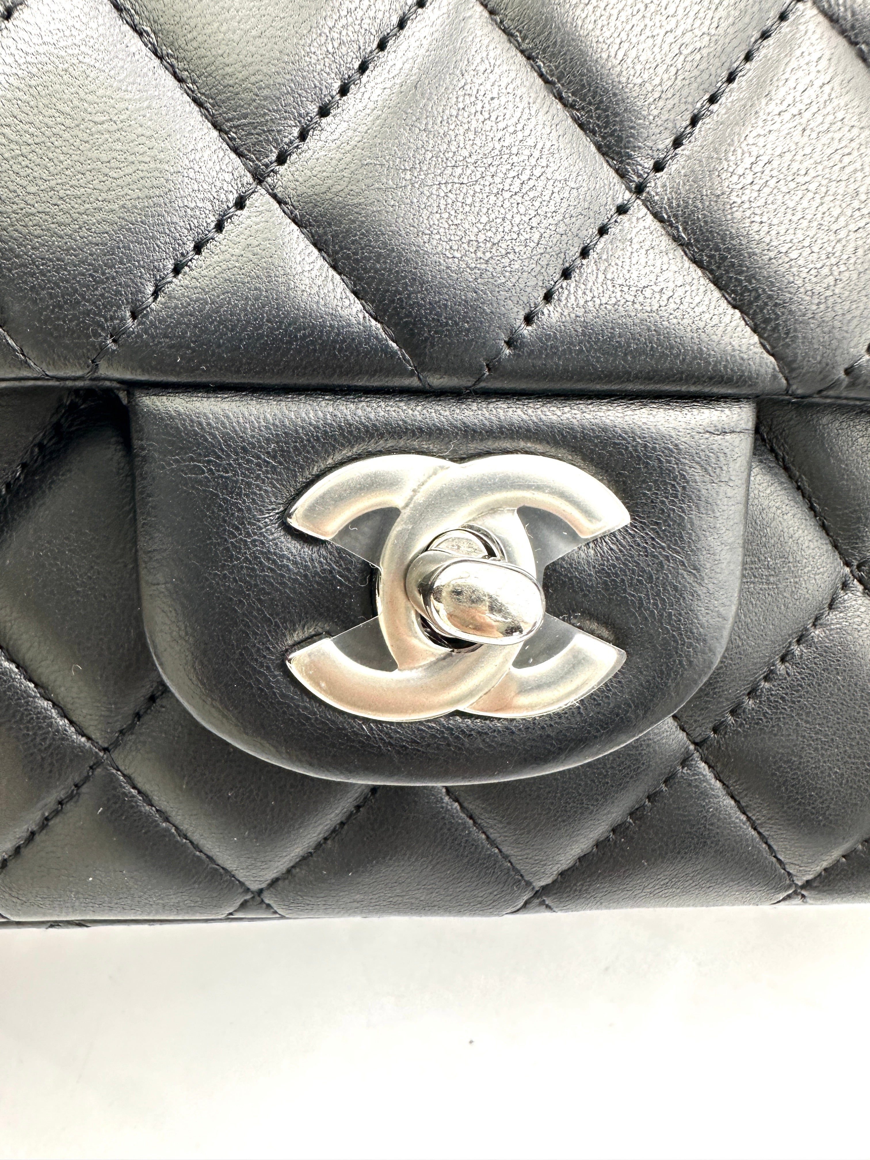Chanel Classic Flap Black Quilted Leather Medium Size Flap Bag With Crystal Charms(19***27) IRIS216