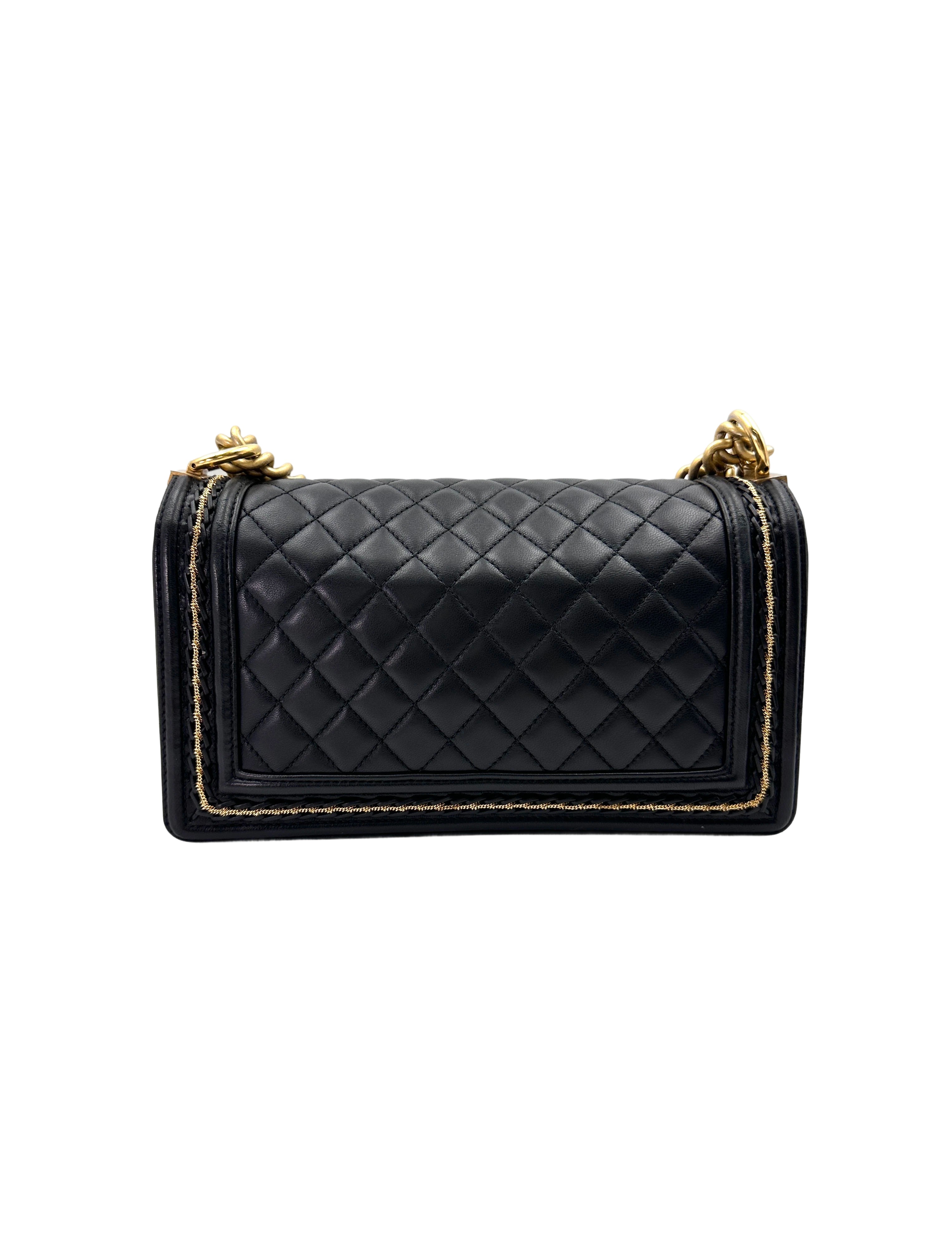 Chanel LeBoy Black Quilted Lambskin Medium Size Flap Bag With Gold Buckle(24***59) CC1909
