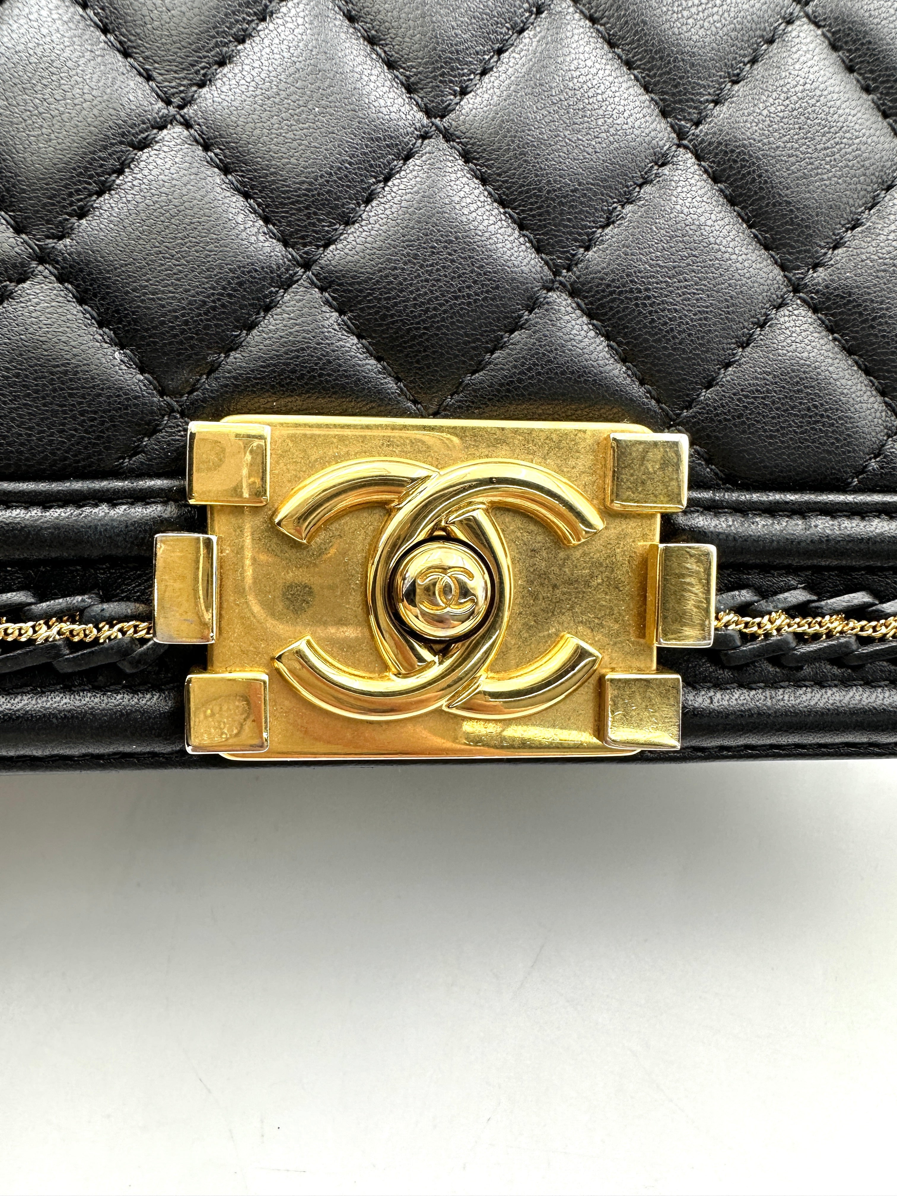 Chanel LeBoy Black Quilted Lambskin Medium Size Flap Bag With Gold Buckle(24***59) CC1909