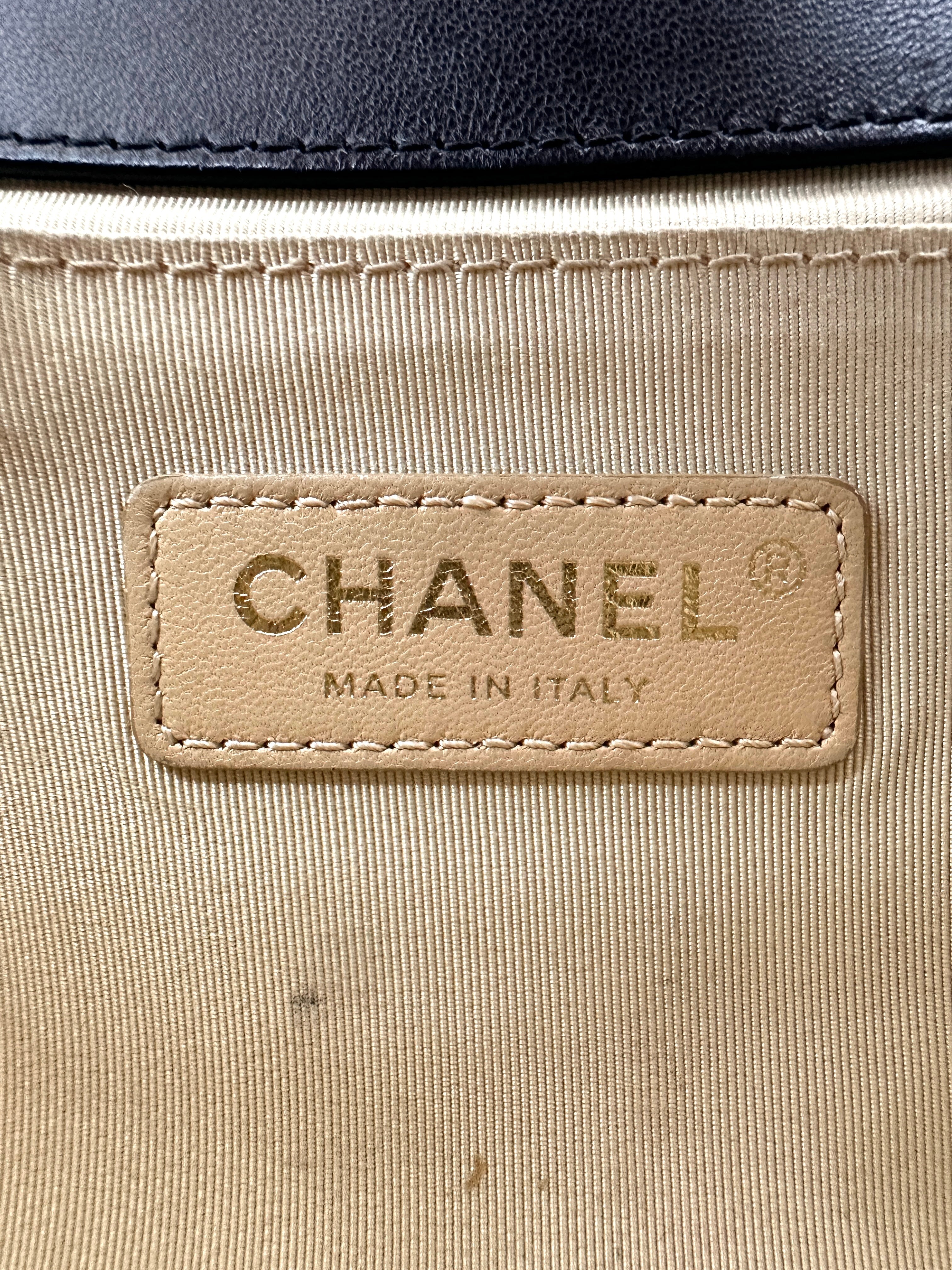 Chanel LeBoy Black Quilted Lambskin Medium Size Flap Bag With Gold Buckle(24***59) CC1909