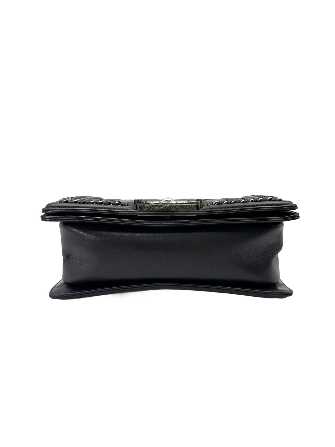 Chanel LeBoy Black Quilted Leather Top Handle Flap Bag With Silver Buckle(21***13) CC1910