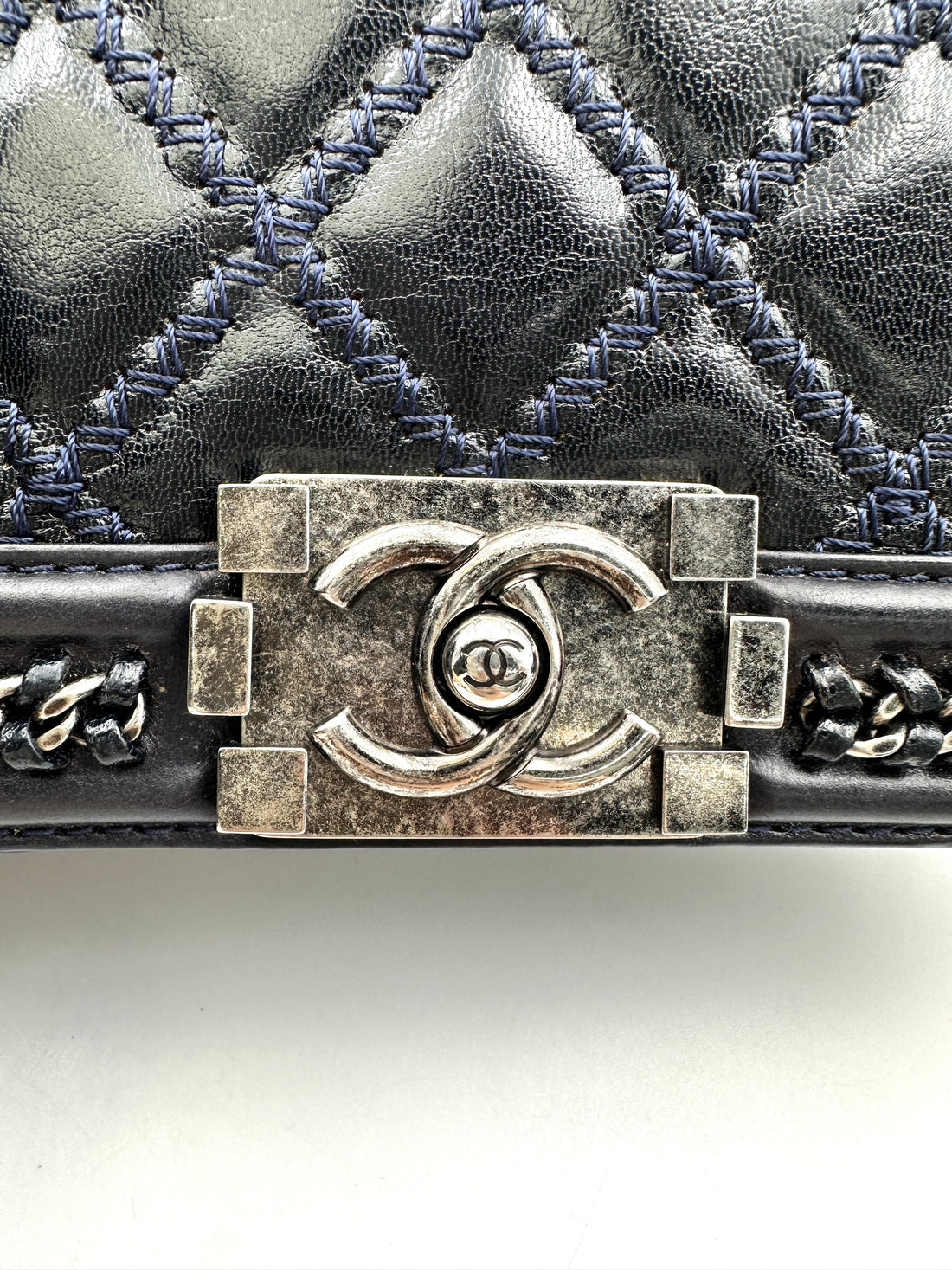 Chanel LeBoy Black Quilted Leather Top Handle Flap Bag With Silver Buckle(21***13) CC1910