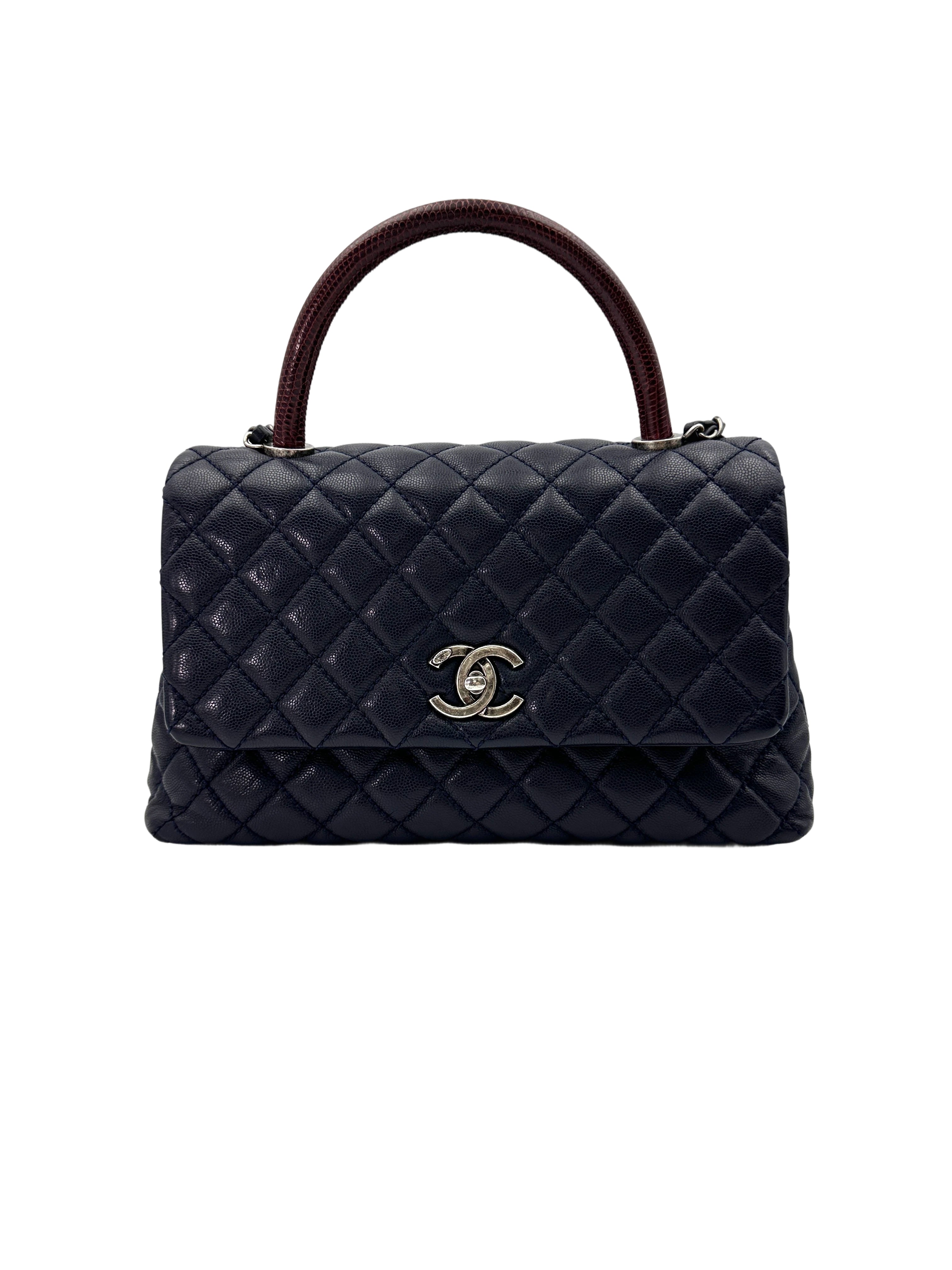 Chanel CoCo Handle Black Quilted Leather Handle Bag With Silver Buckle(21***08) CC1906